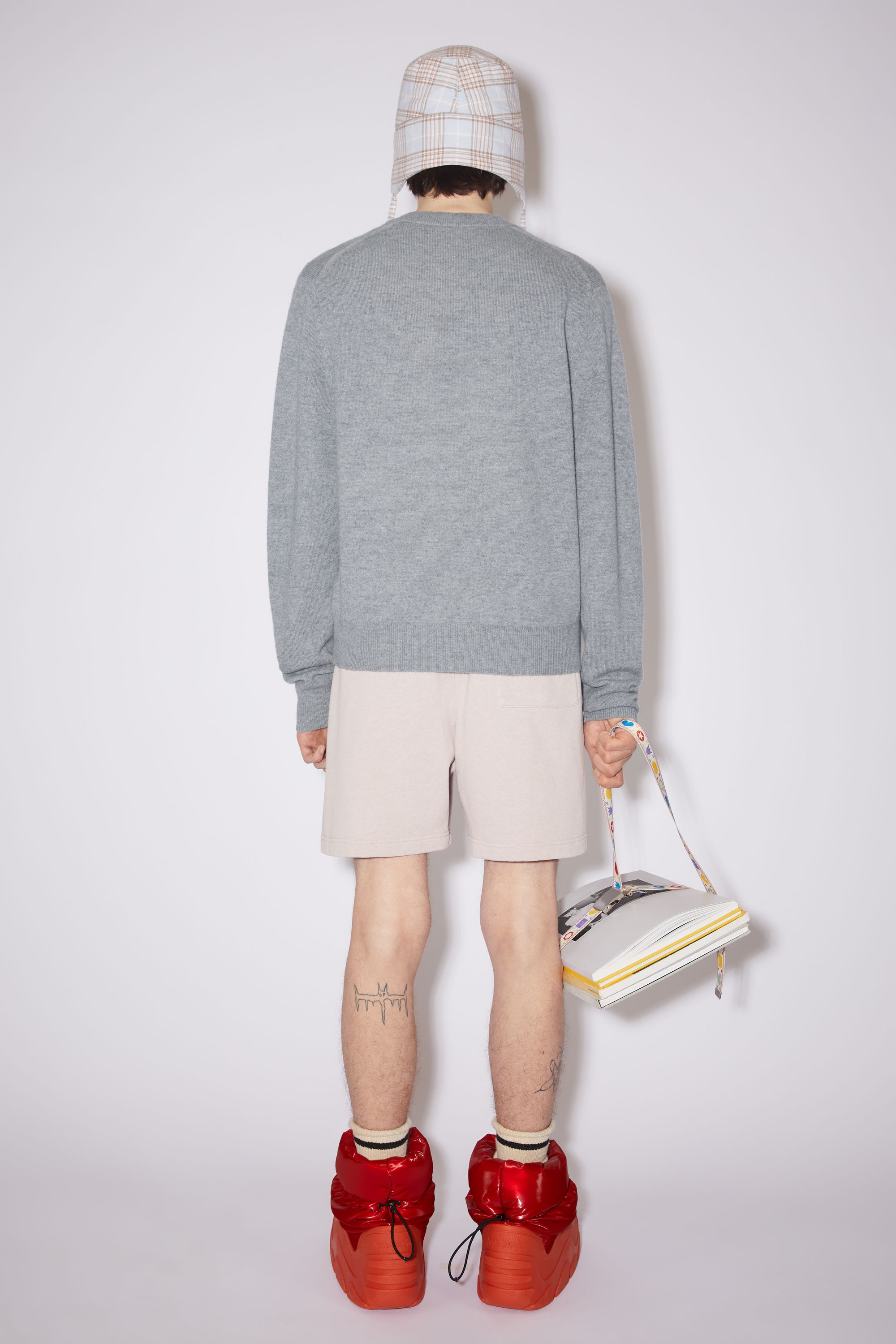 Wool v-neck sweater - Grey Melange - 3