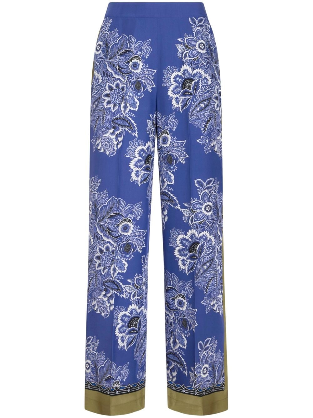 bandana-print straight-leg silk trousers - 1