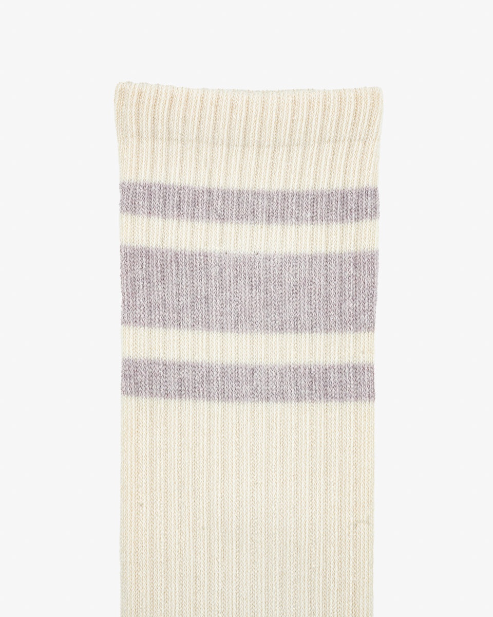 DECKA SHOWATABÉ ORGANIC '80S SKATER SOCKS - ECRU X PURPLE - 2