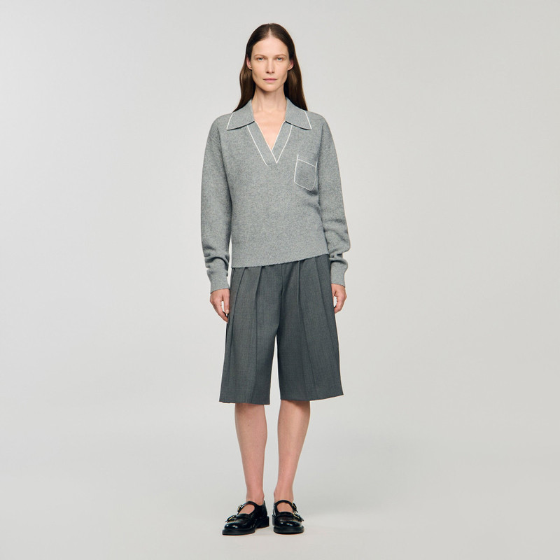 Sandro OPEN POLO-COLLAR NECK SWEATER outlook
