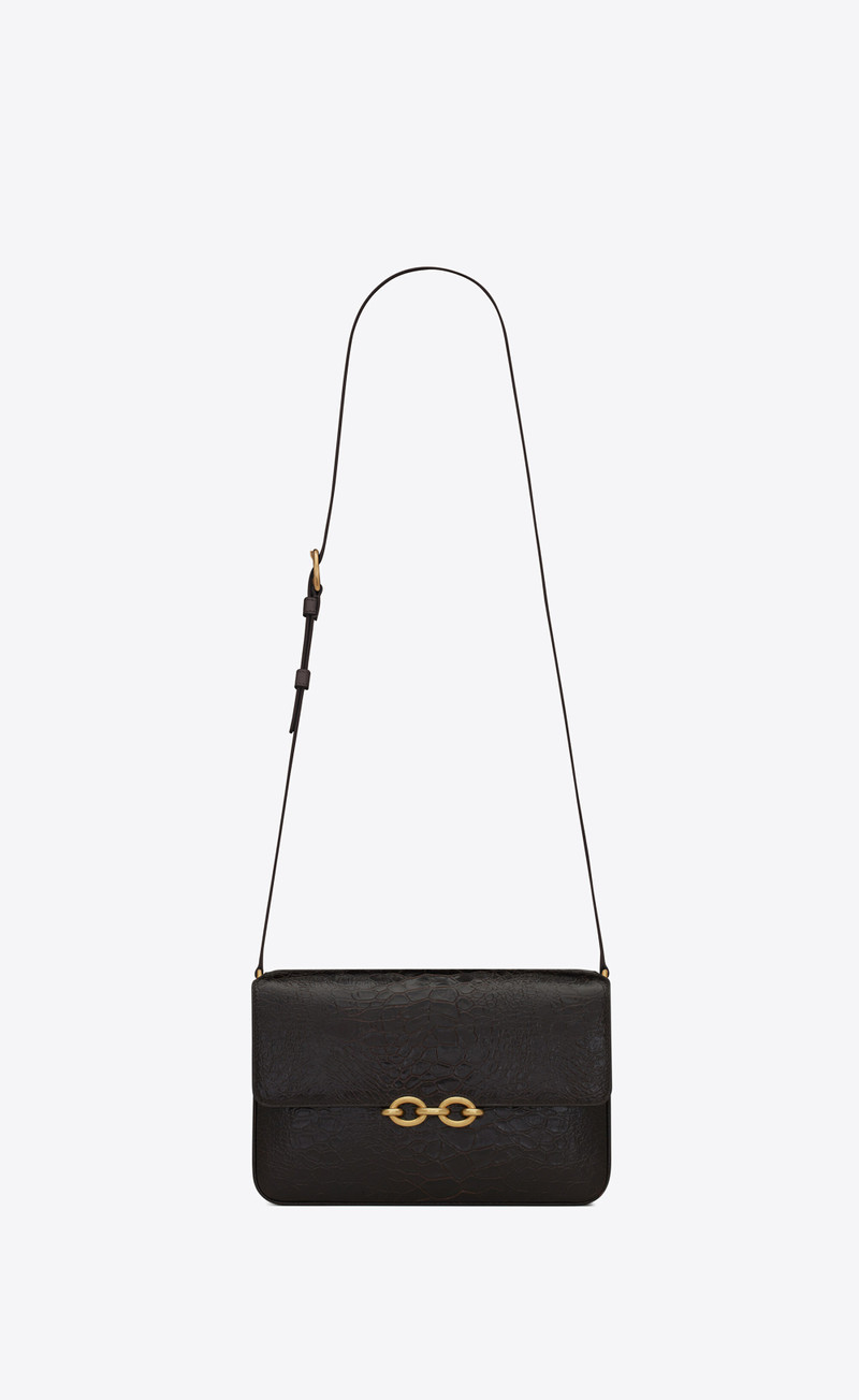 le maillon satchel in shiny scale-embossed leather 1