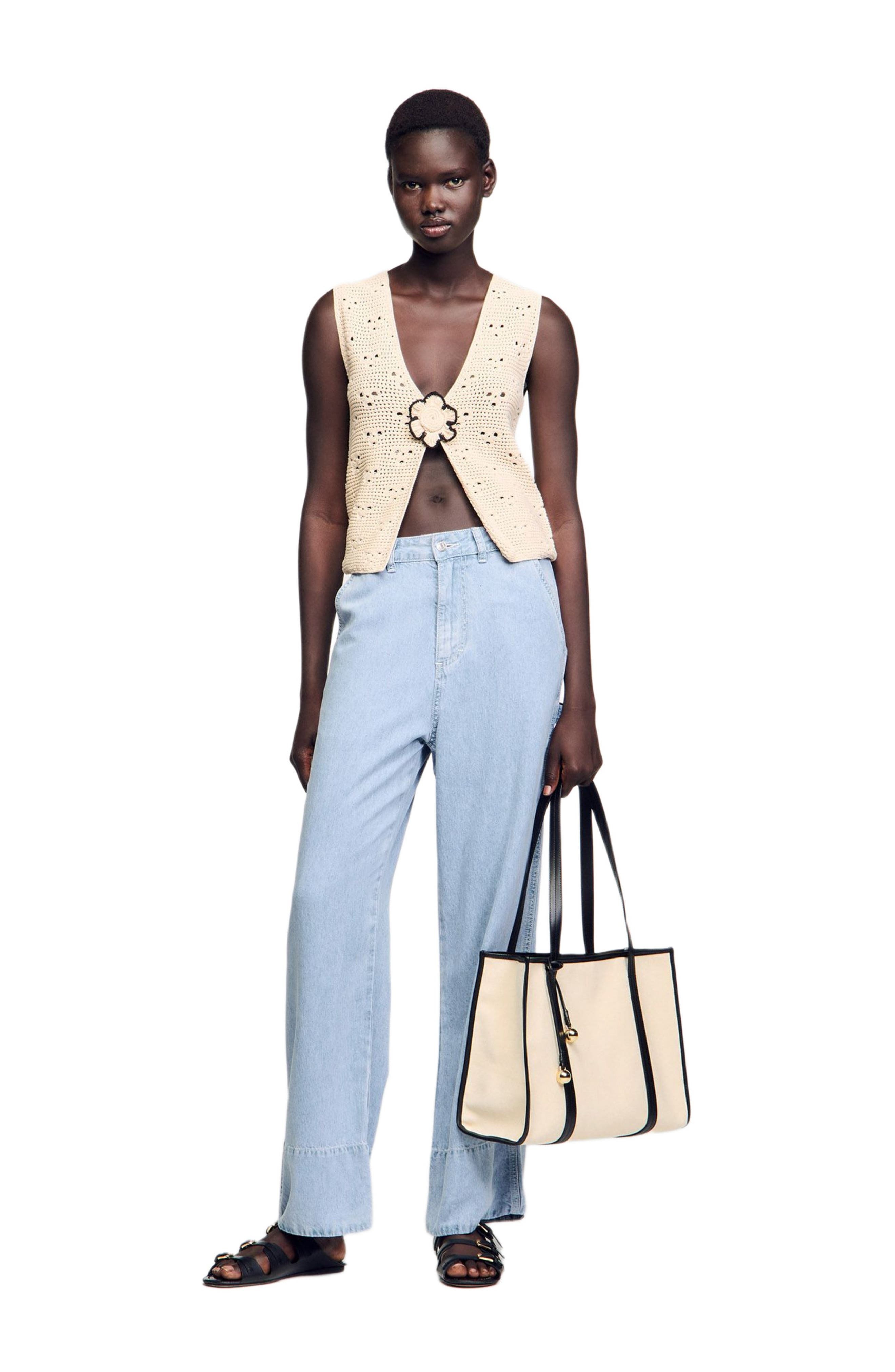 SANDRO Crochet cardigan in Ecru at Nordstrom - 6