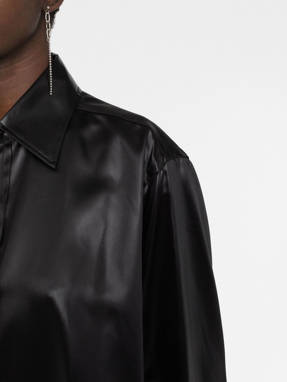 faux-leather long-sleeved shirt - 5