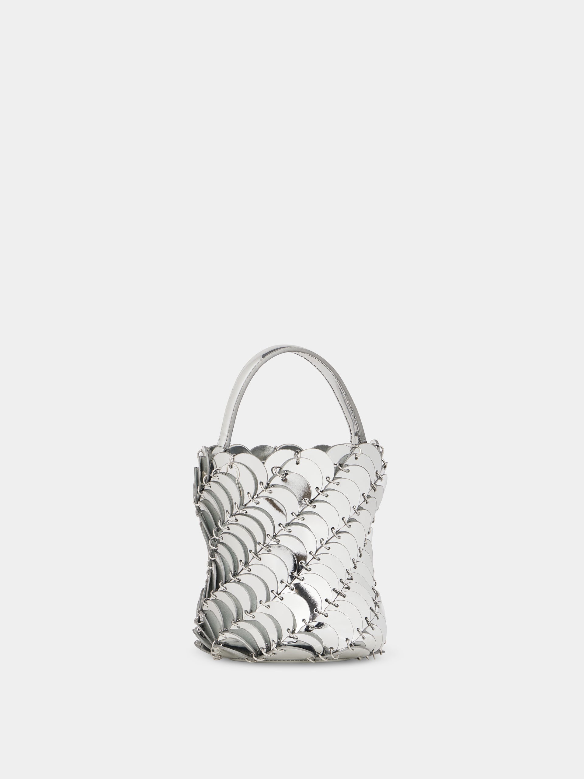 MEDIUM SILVER BUCKET PACO BAG IN LEATHER - 3