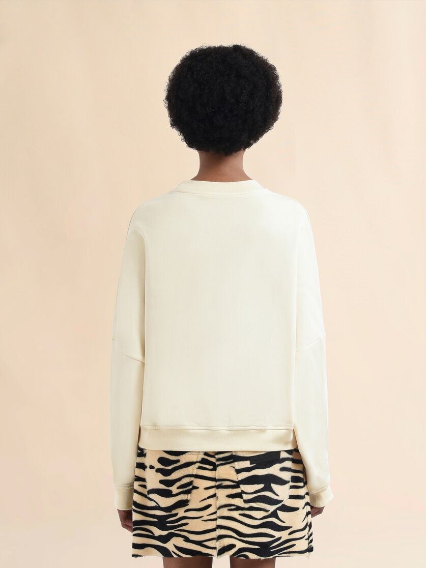 IVORY COTTON CREWNECK T-SHIRT WITH PRINTED MARNI LOGO - 3