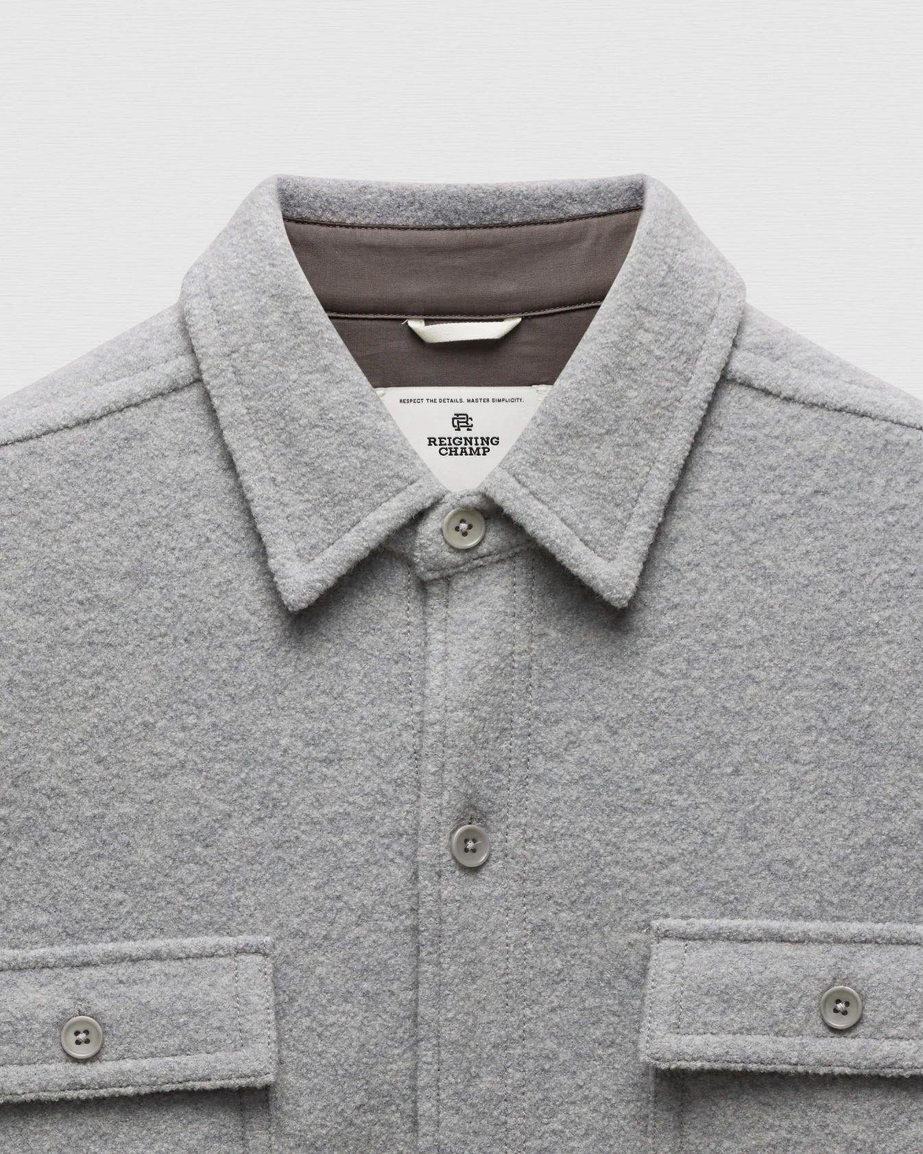 Boiled Wool Warden Overshirt Heather Grey - 3