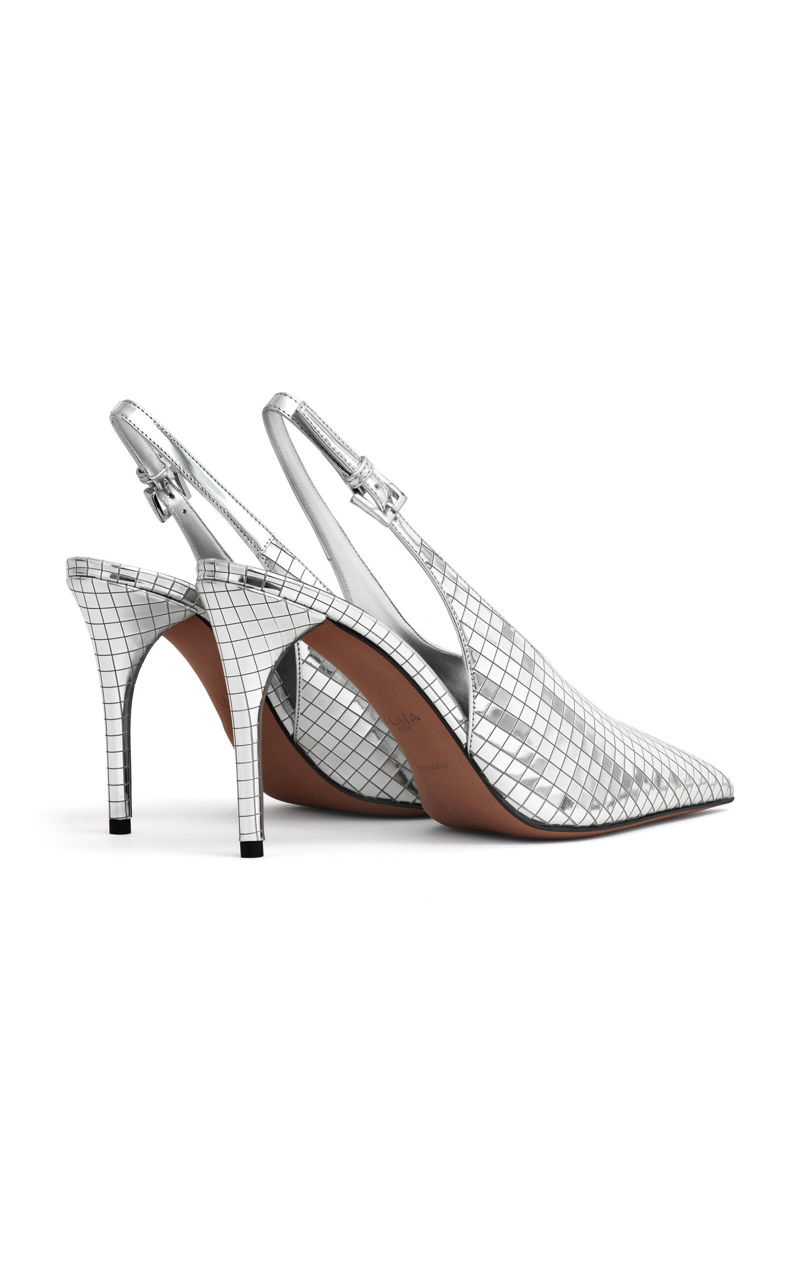 Metallic Leather Slingback Pumps silver - 3