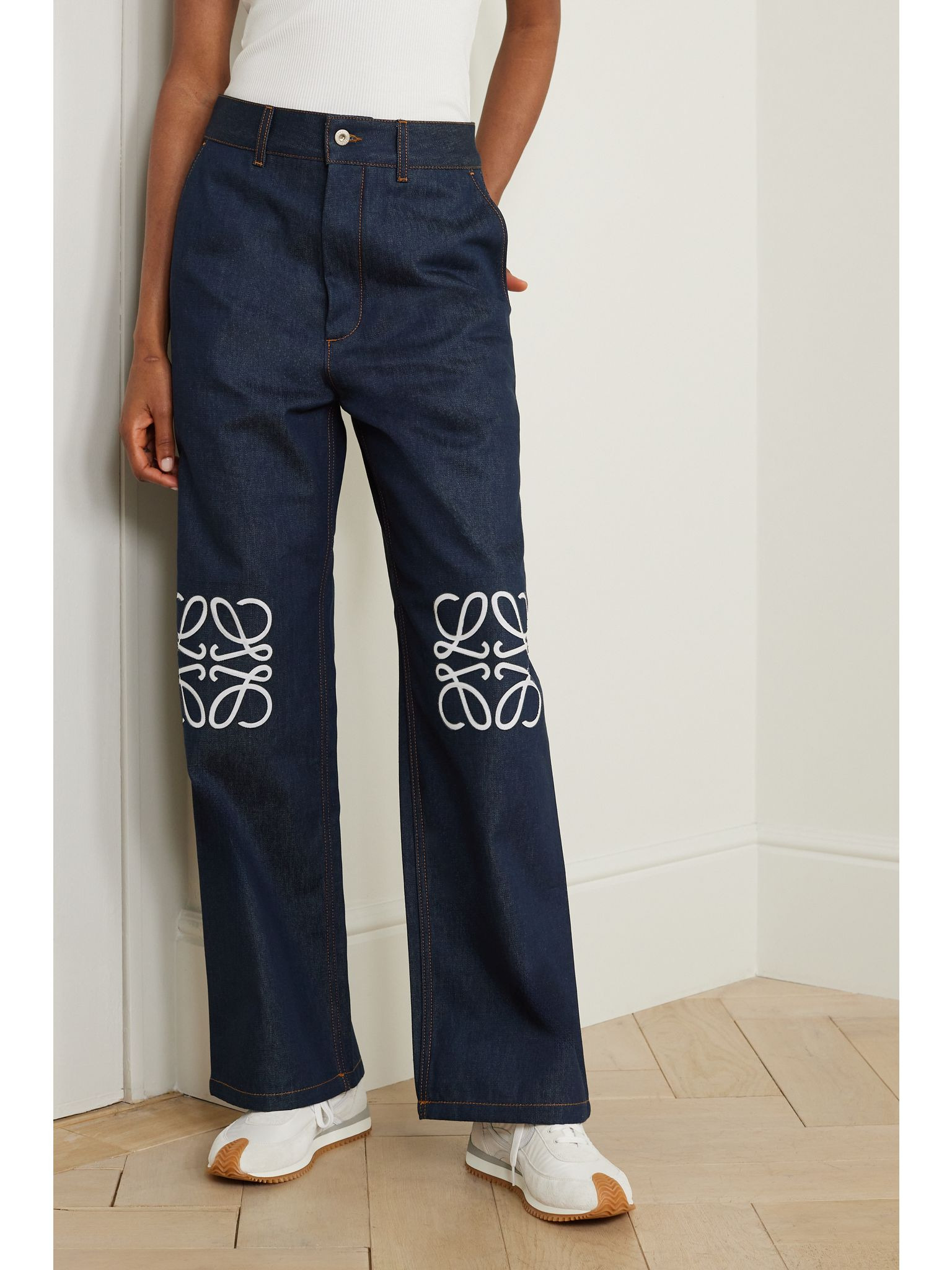 Anagram cutout high-rise straight-leg jeans Blue - 3