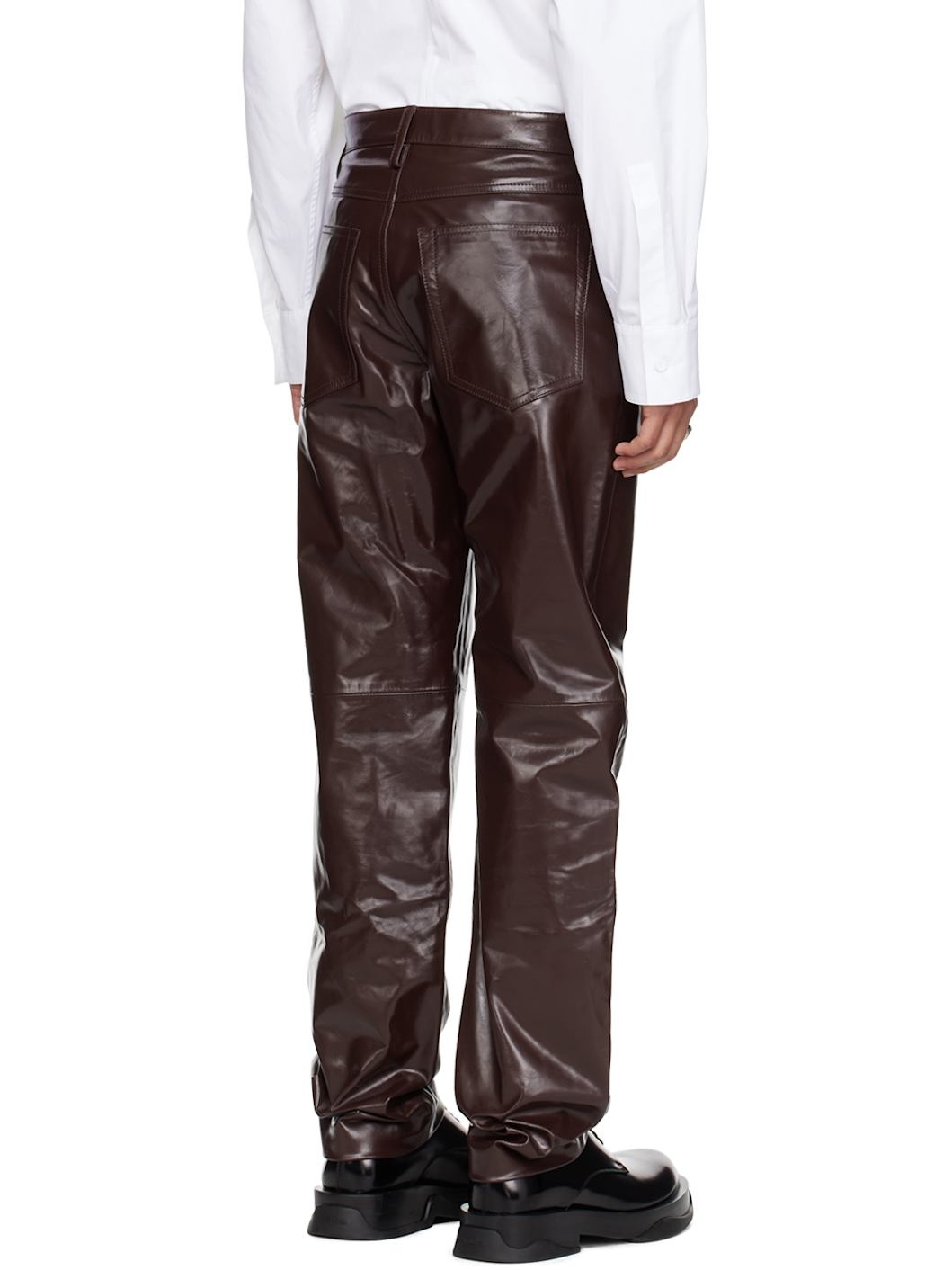 Burgundy Patent Leather Pants - 3