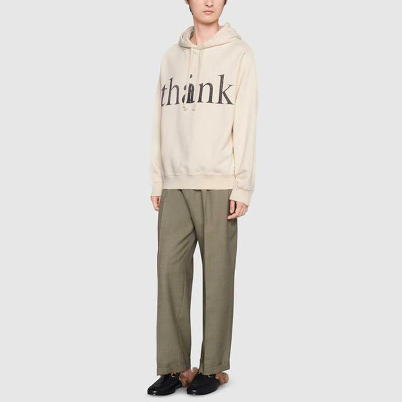GUCCI 'think/thank' print hooded sweatshirt outlook