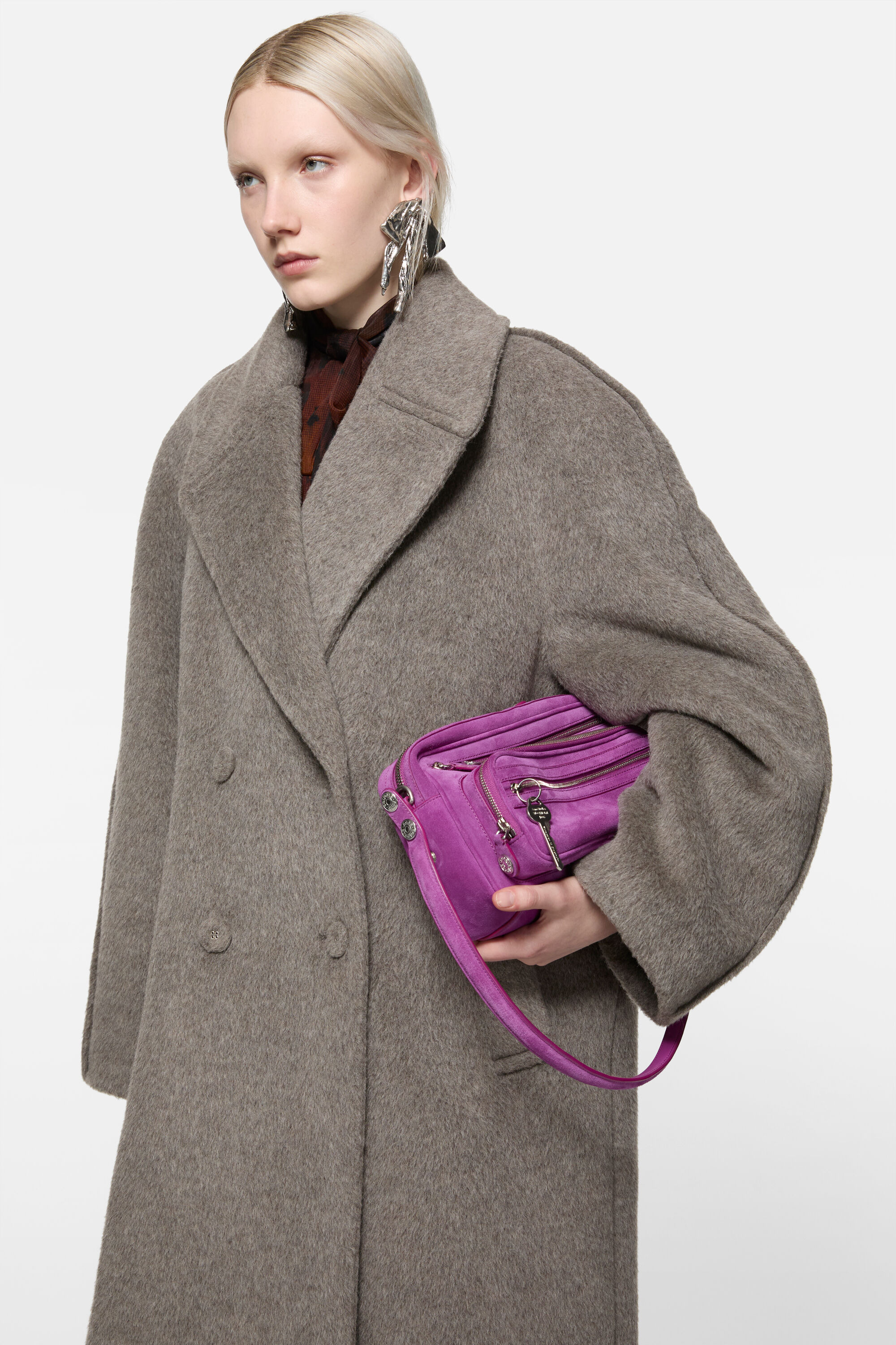 Double-breasted wool coat - Warm Grey Melange - 4
