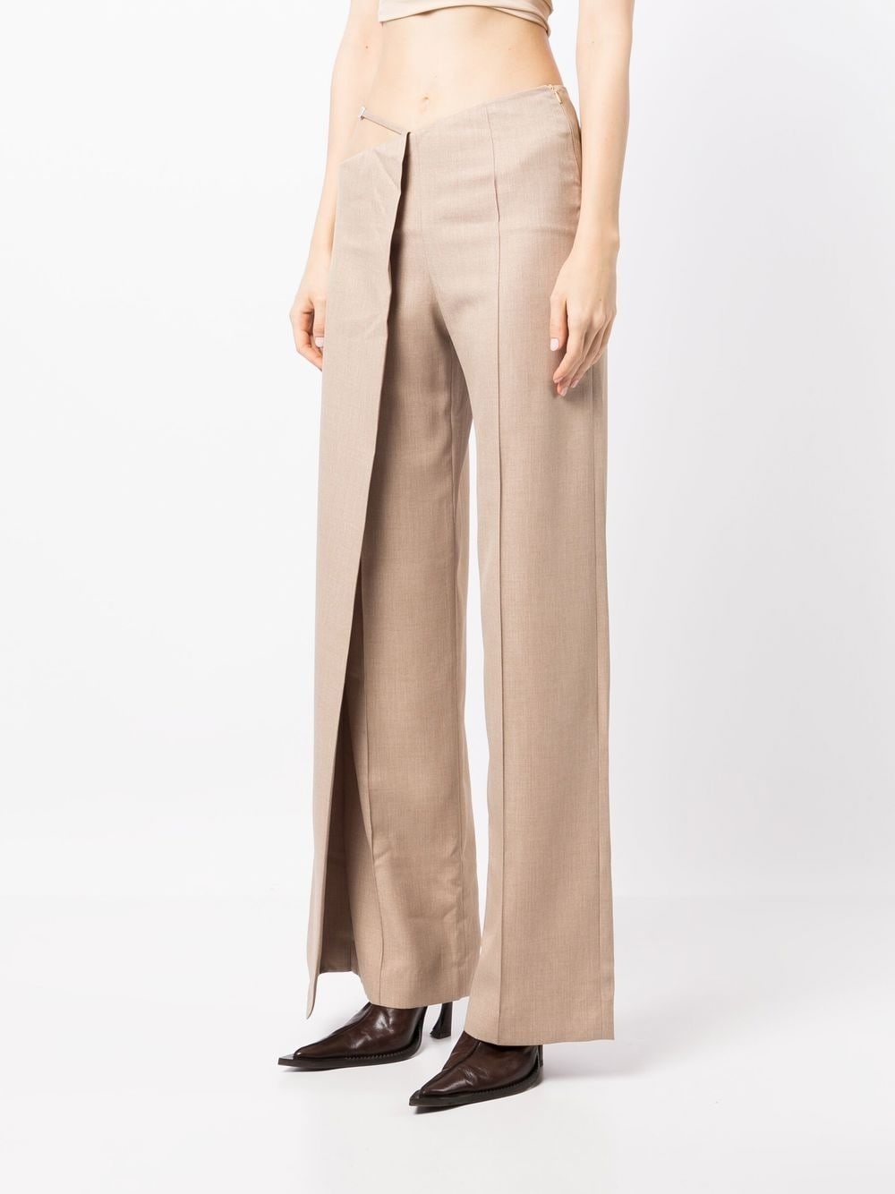 asymmetric wide-leg trousers - 3