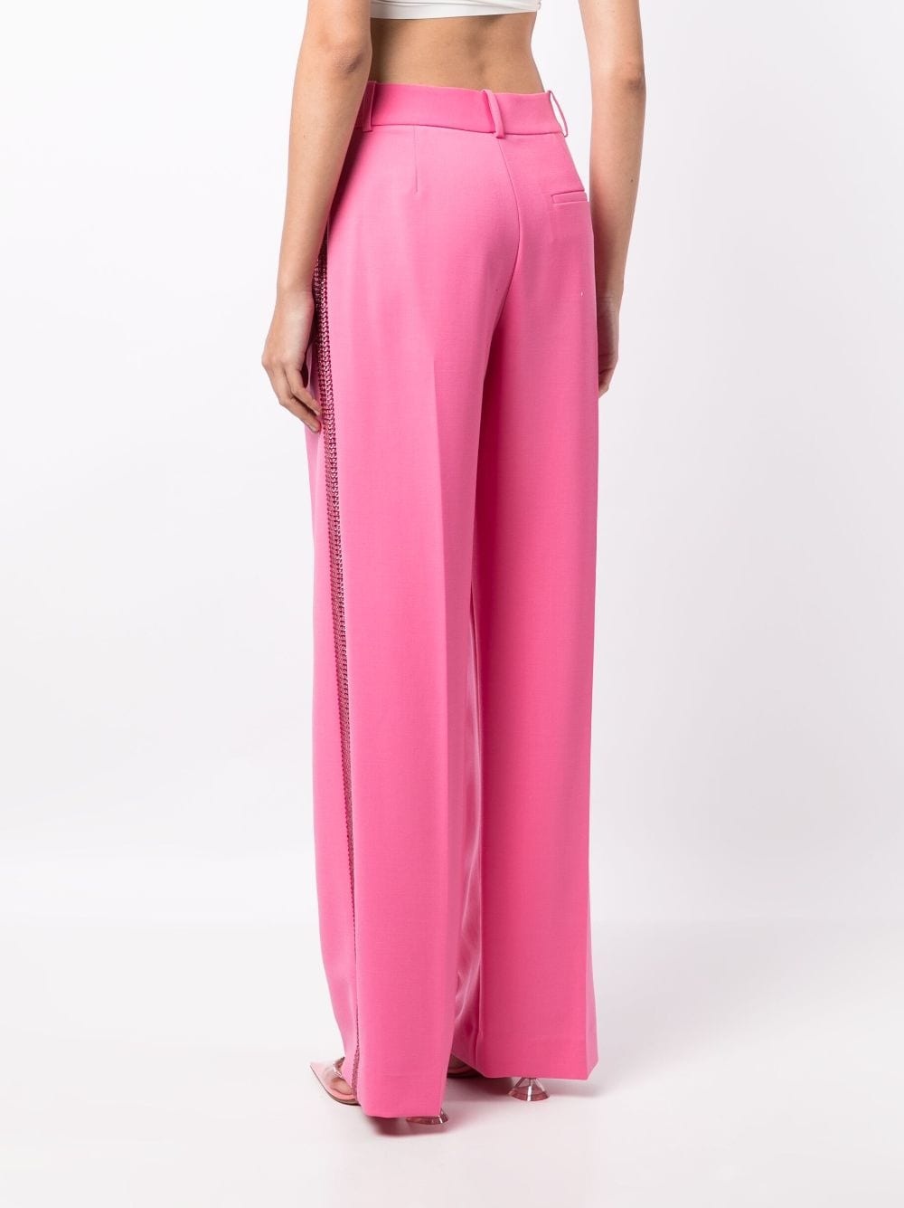 crystal-embellished palazzo trousers - 4