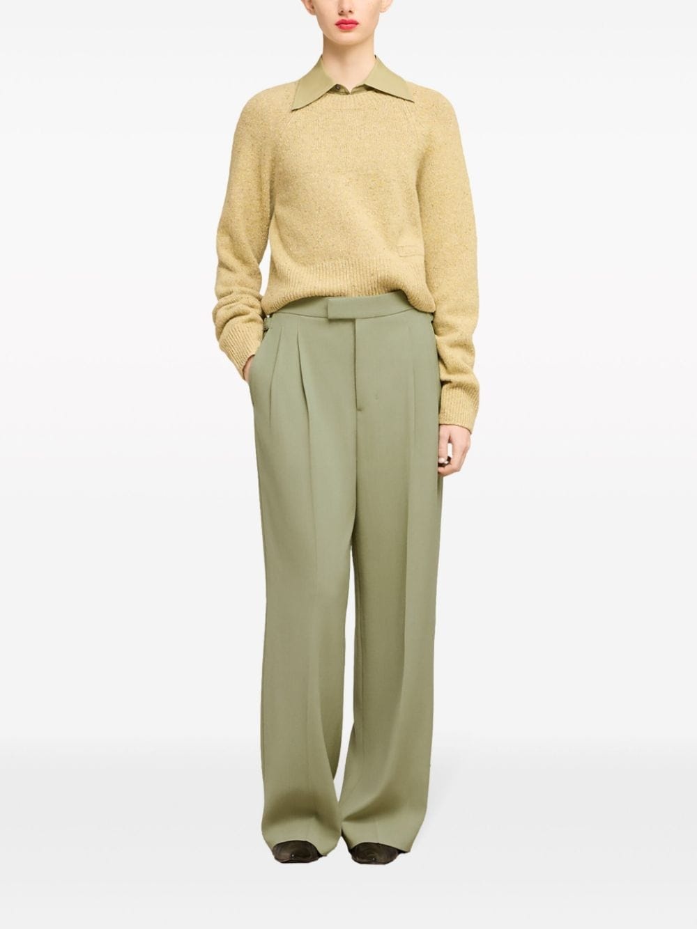 pressed-crease straight-leg trousers - 1