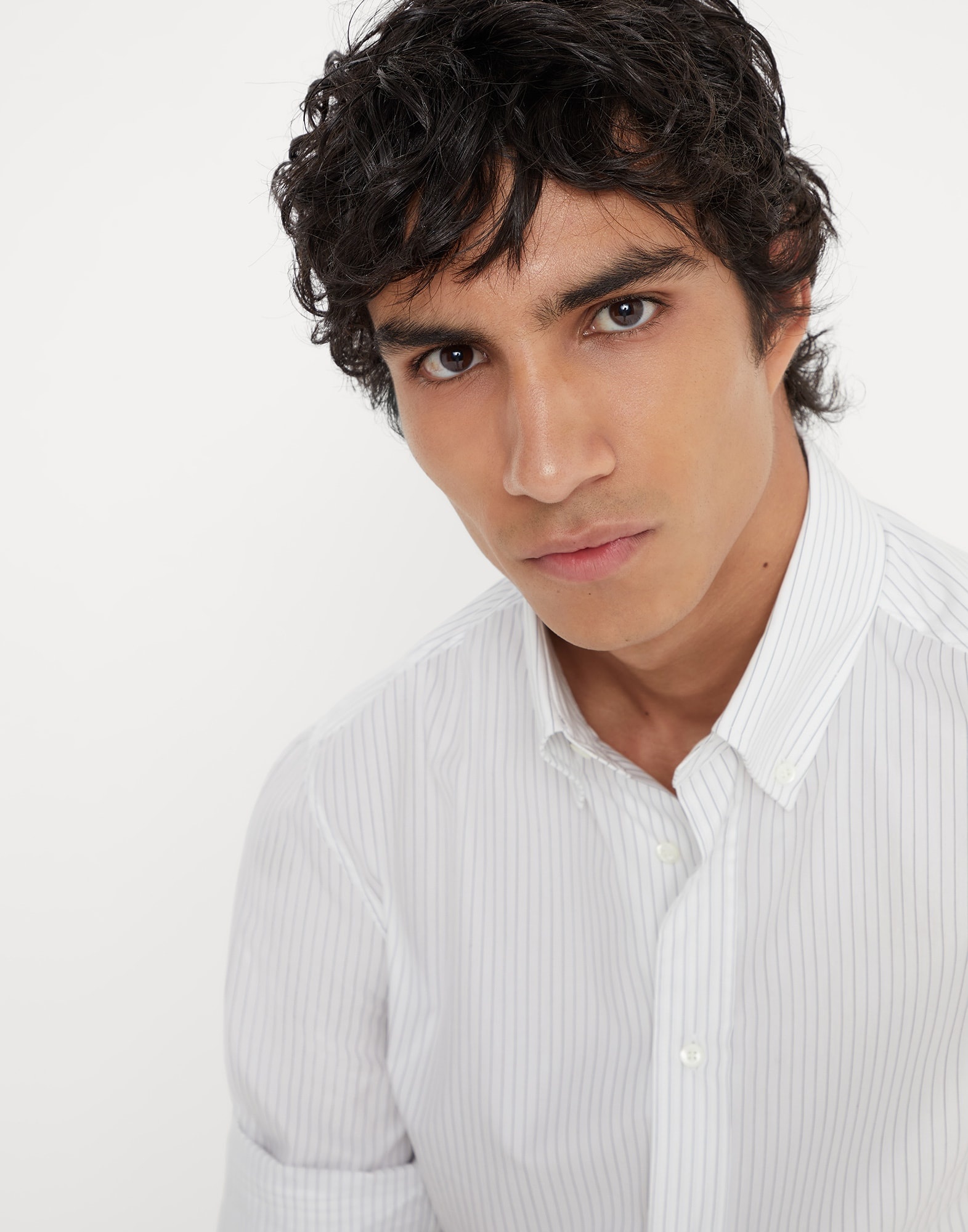 Pinstripe slim fit shirt with button-down collar - 3