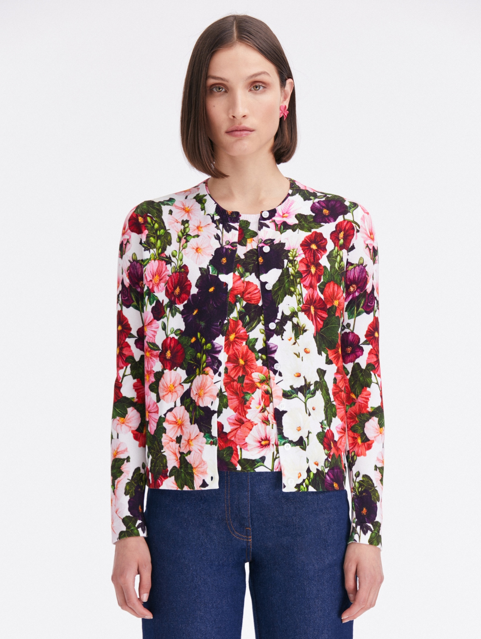 HOLLYHOCKS PRINTED CARDIGAN - 1