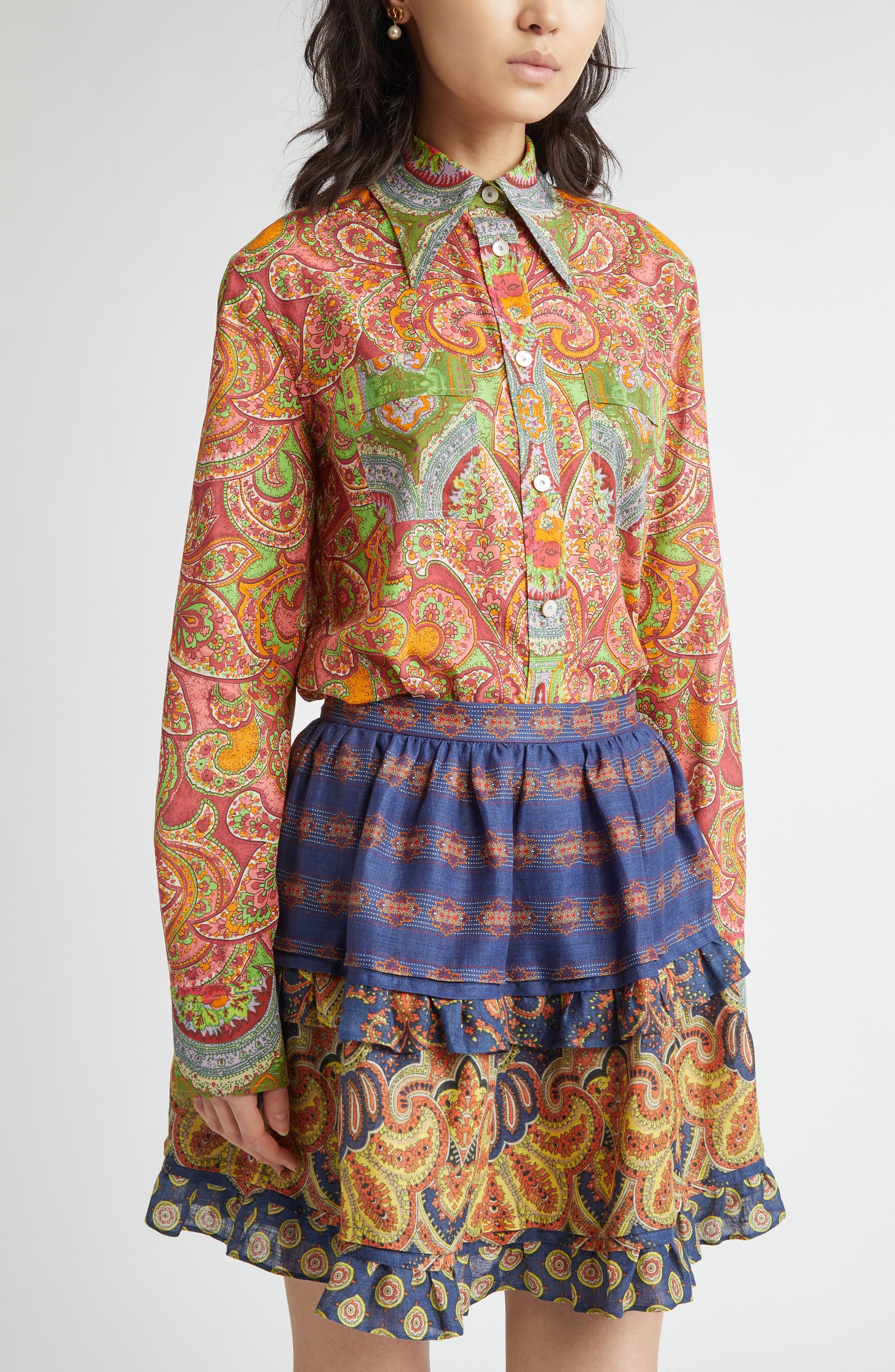 Valentino Garavani Paisley Button-Up Shirt in Pink Multi at Nordstrom - 5