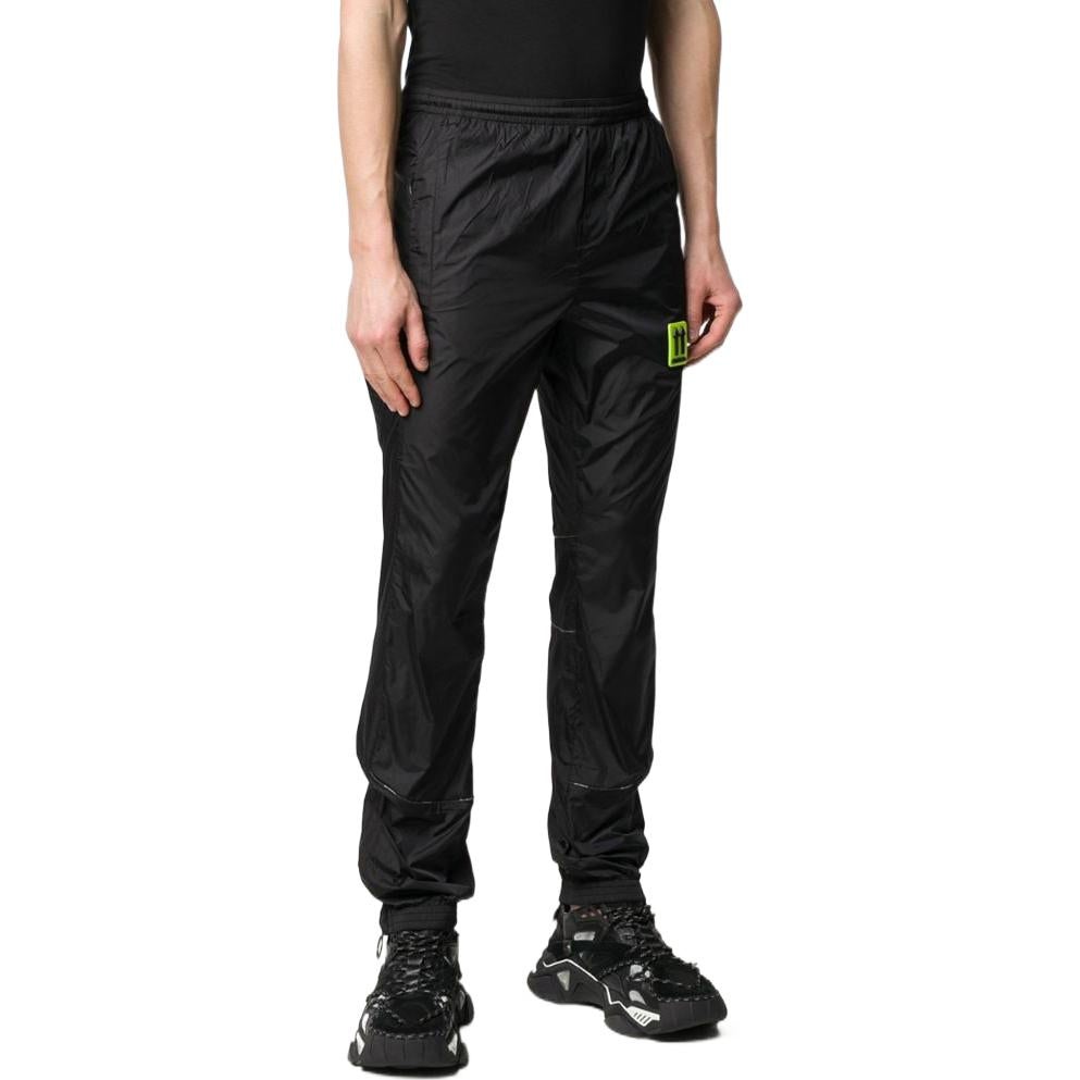 Men's Off-White SS22 Solid Color Label Elastic Waistband Sports Pants/Trousers/Joggers Version Black - 4