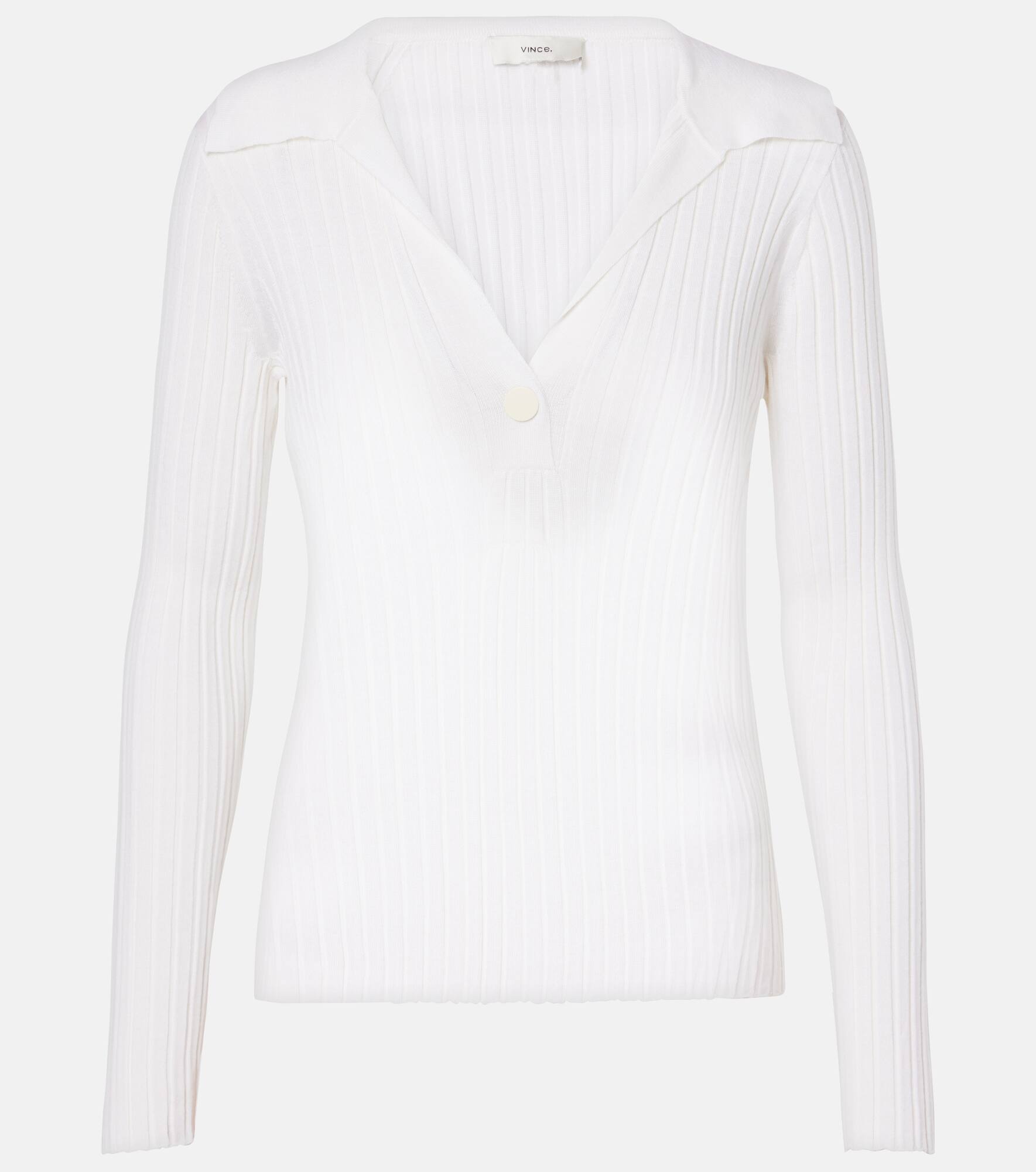 Ribbed-knit wool and silk-blend top - 1