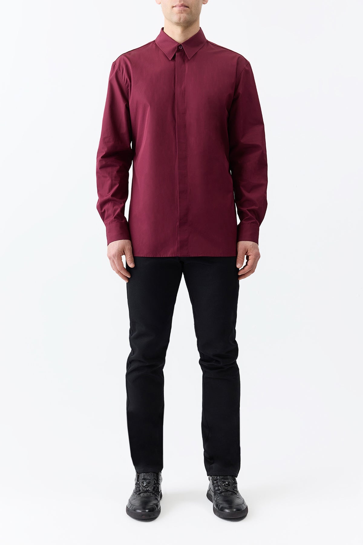 Nicolas Shirt in Bordeaux Sea Island Cotton - 3