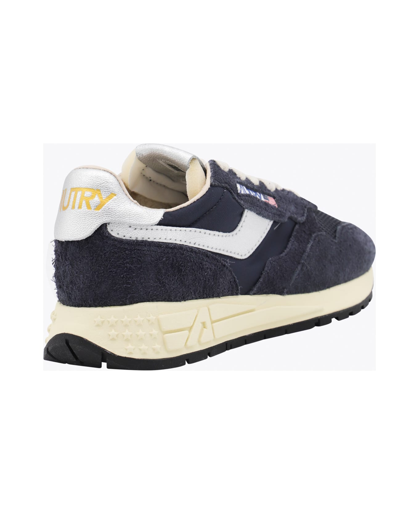 Dark Blue And White Leather Reelwind Sneakers - 3