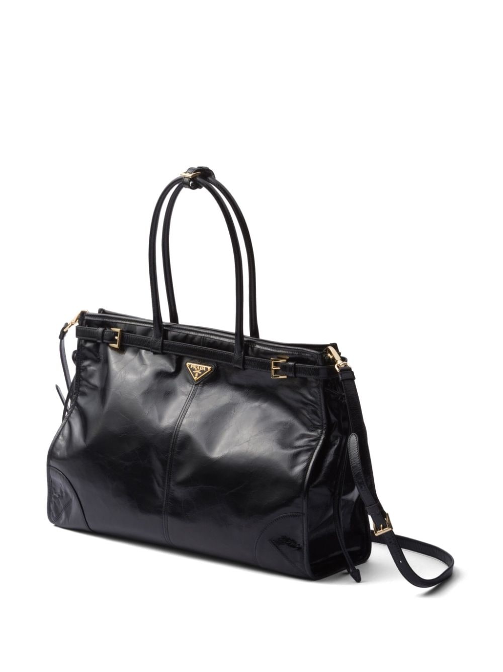 large triangle-logo leather handbag - 5