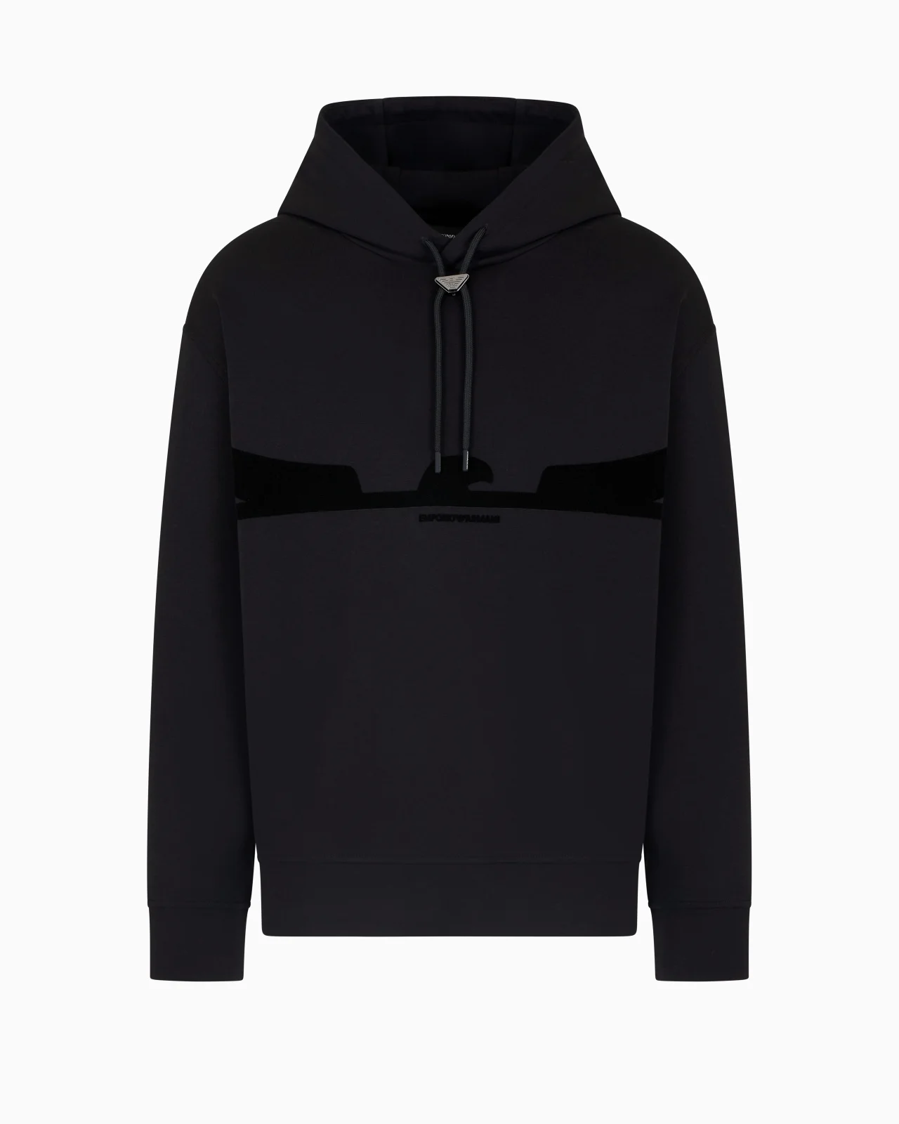 HOODED SWEATSHIRT IN DOUBLE JERSEY WITH CONTOURED EAGLE FLOCKED PRINT - 1