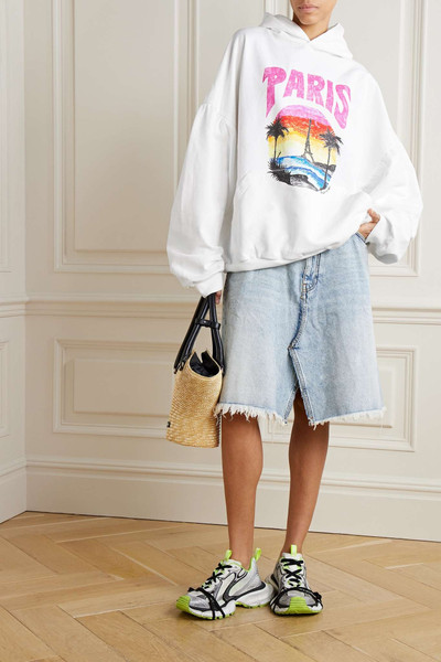 BALENCIAGA Oversized printed cotton-jersey hoodie outlook