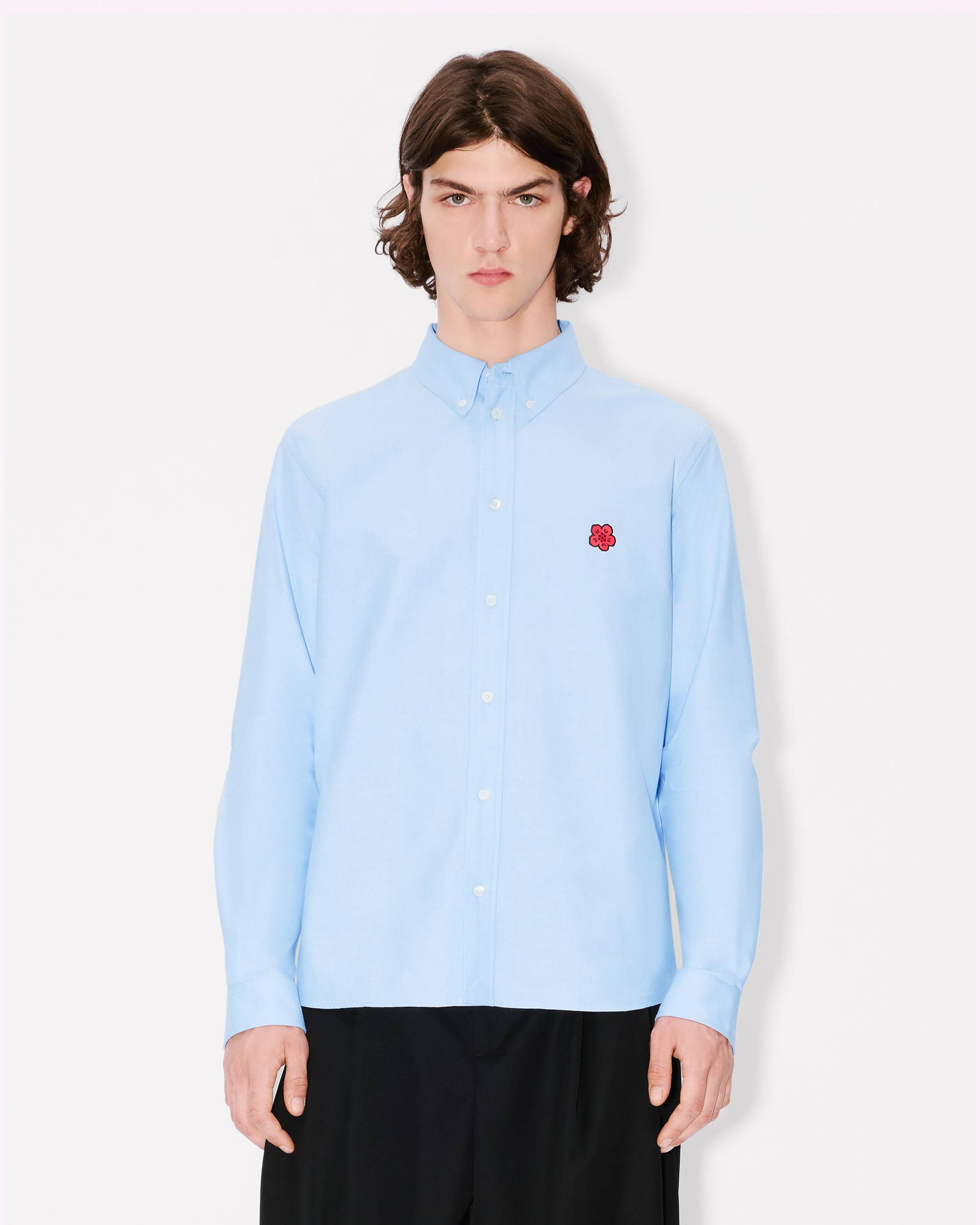 'Boke Flower' embroidered casual shirt in cotton oxford - 3