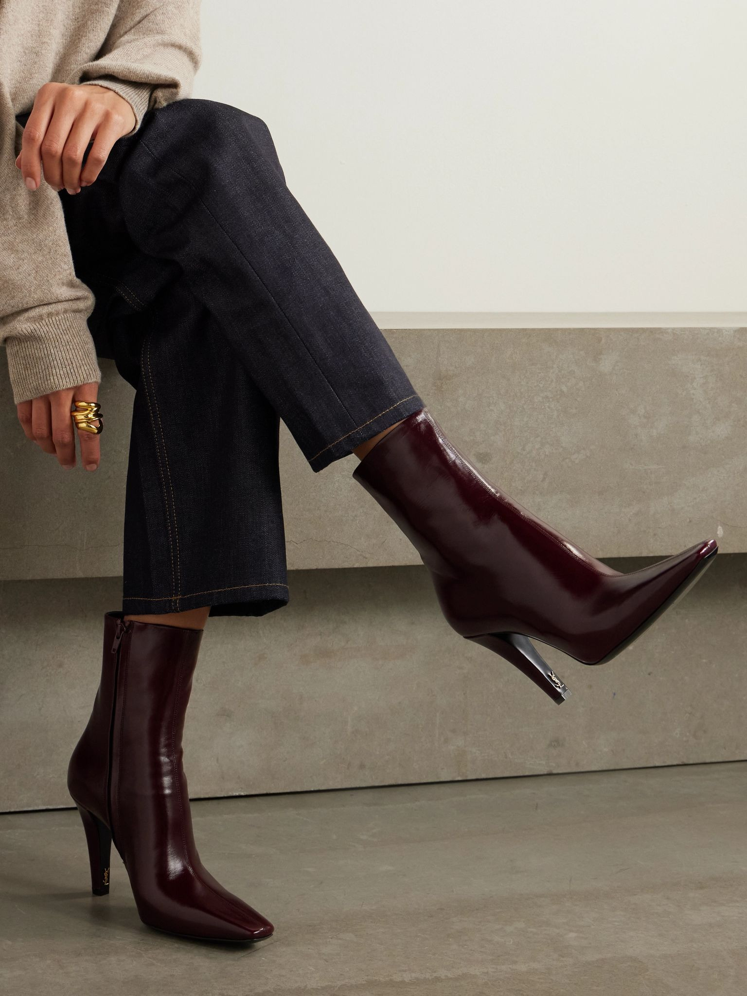 Jill patent-leather ankle boots Burgundy - 2