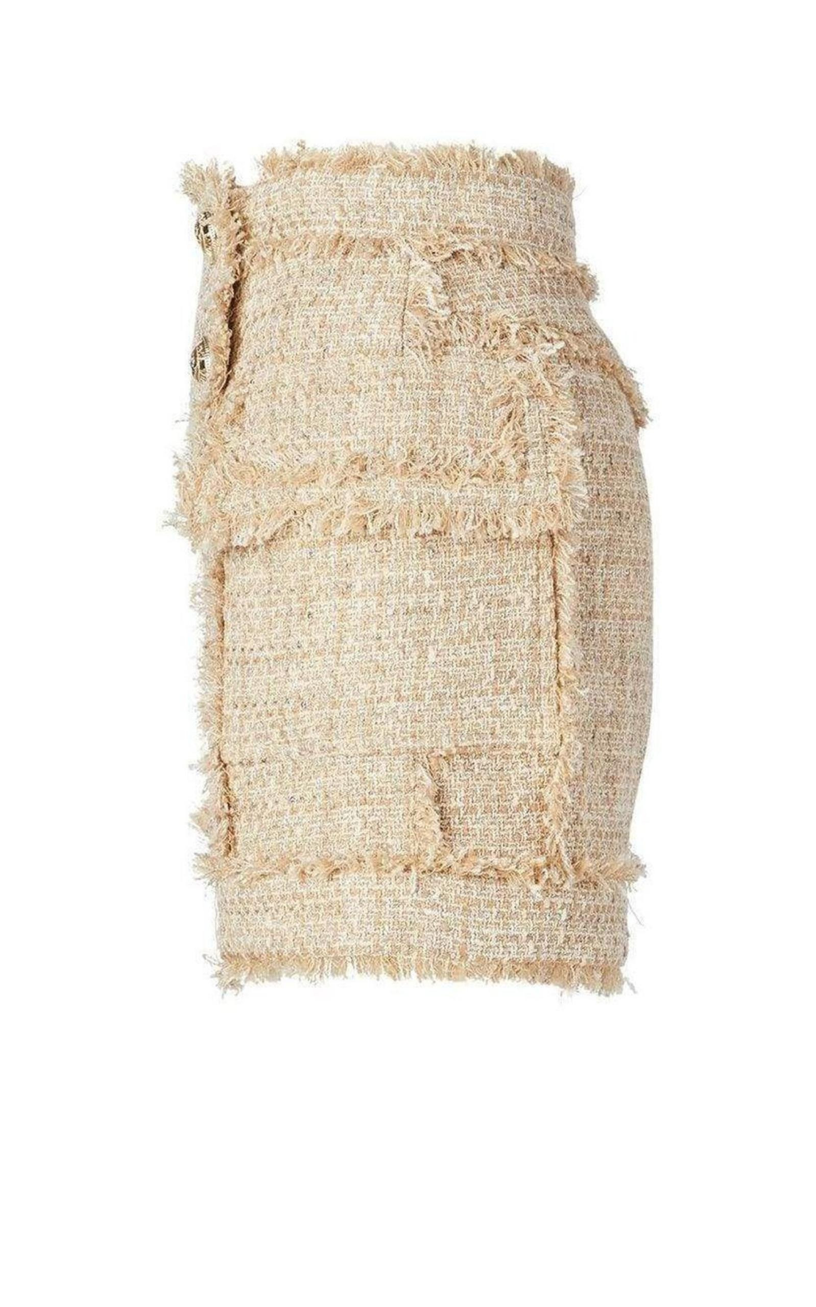 High-rise cotton-blend tweed shorts - 4