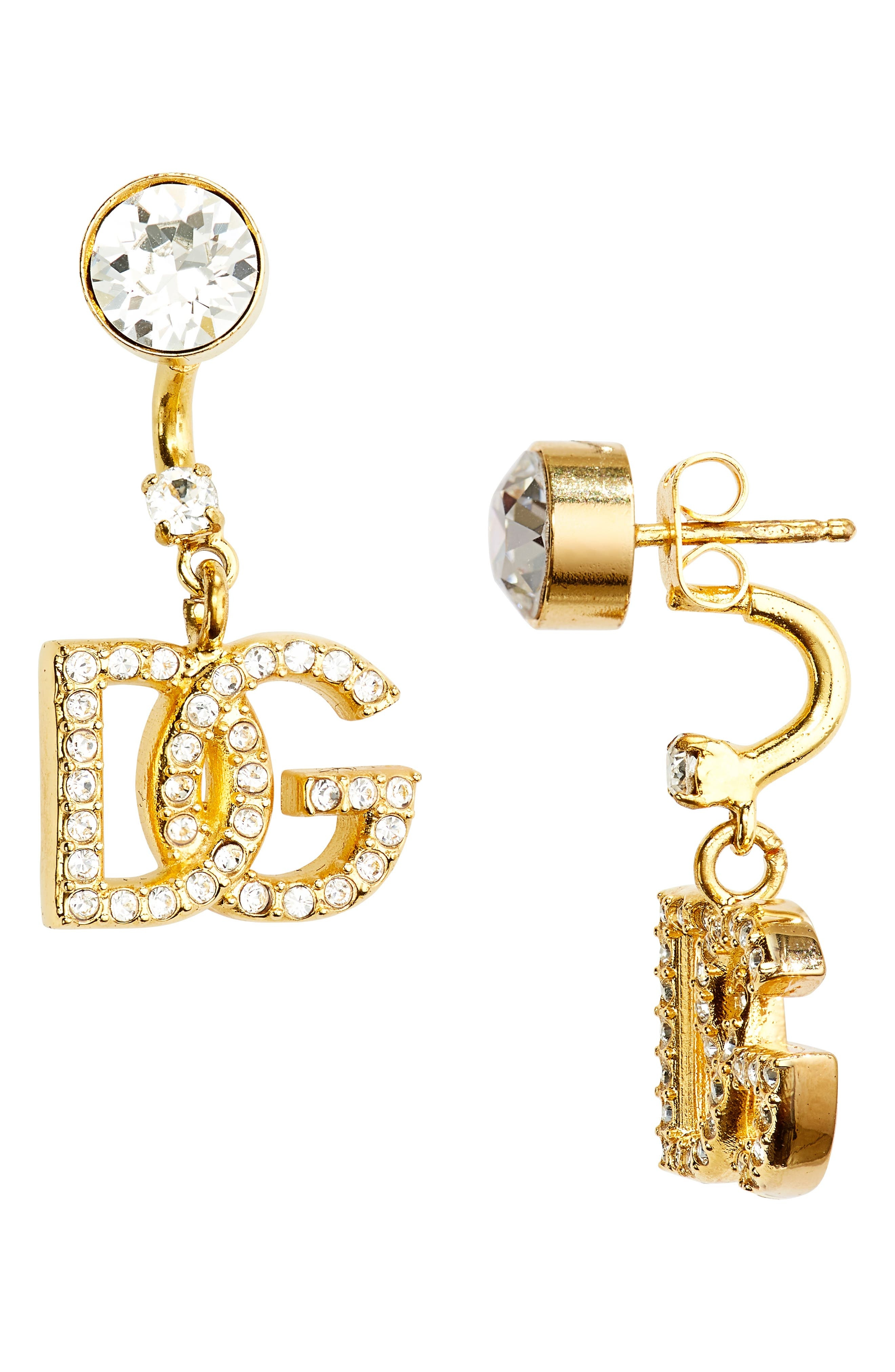 DG Crystal Logo Drop Back Earrings - 1