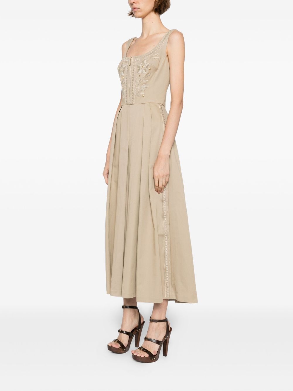 embroidered gabardine dress - 3