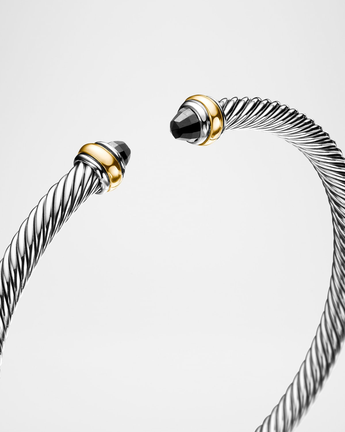 Cable Bracelet with Gemstone in Silver with 18K Gold, 4mm - 8