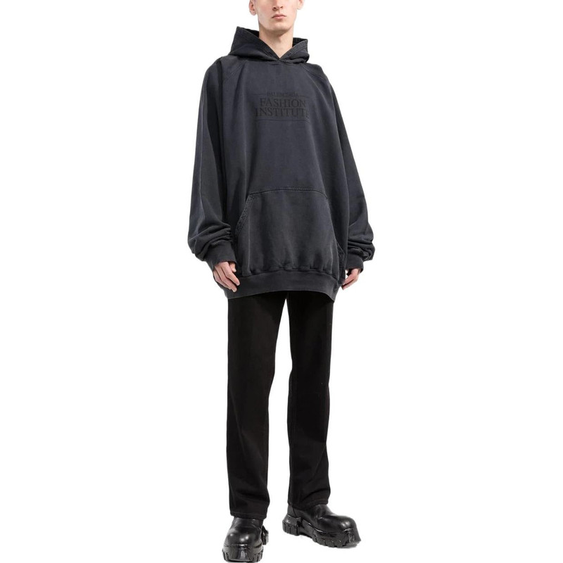 BALENCIAGA Balenciaga Fashion Institute Oversized Hoodie 'Washed Black' 697879TMVK18190 outlook