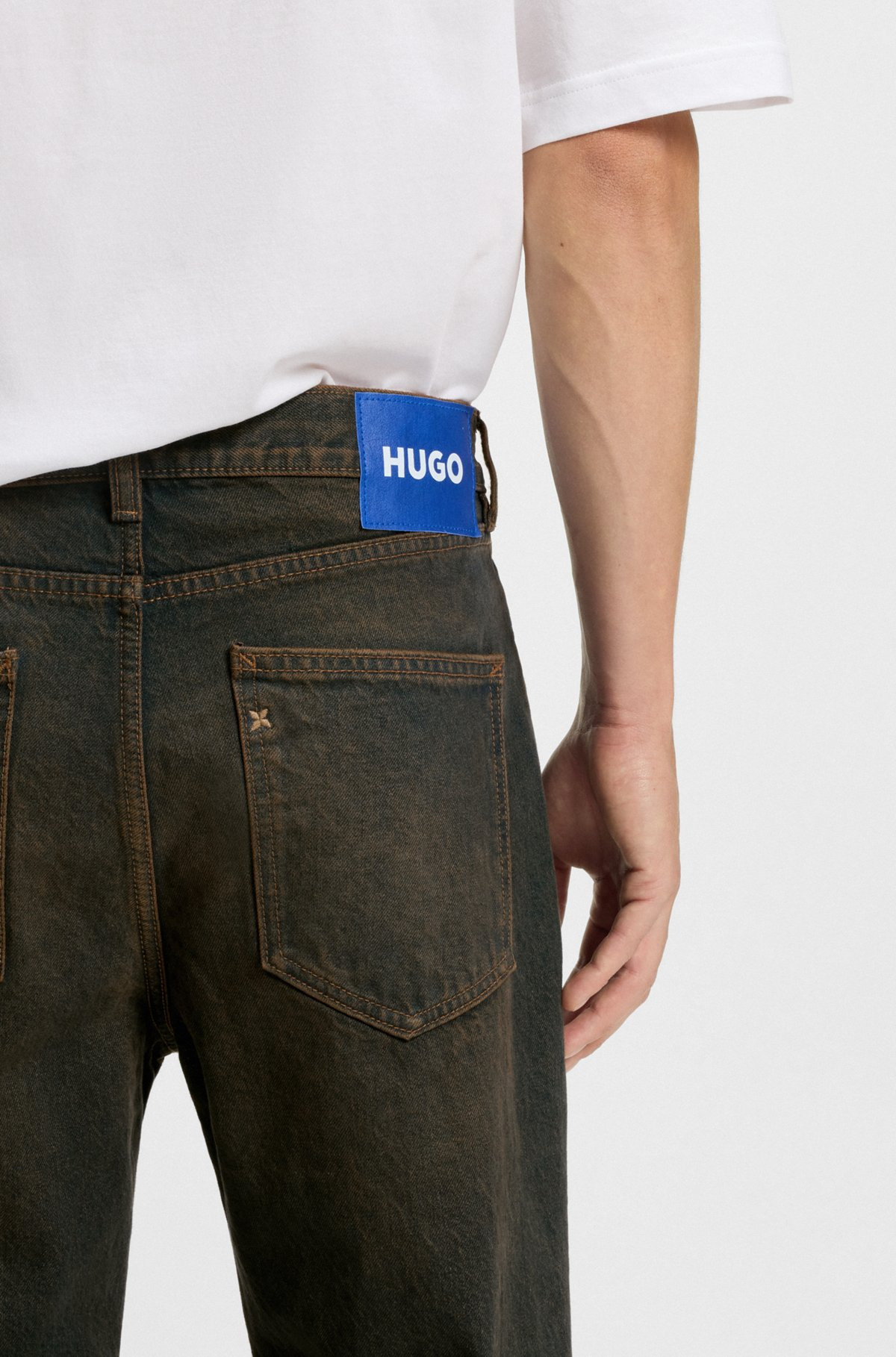 REGULAR-FIT JEANS IN GREEN-CAST RIGID DENIM - 5