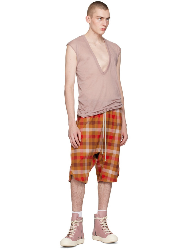 Rick Owens Orange Drawstring Shorts outlook