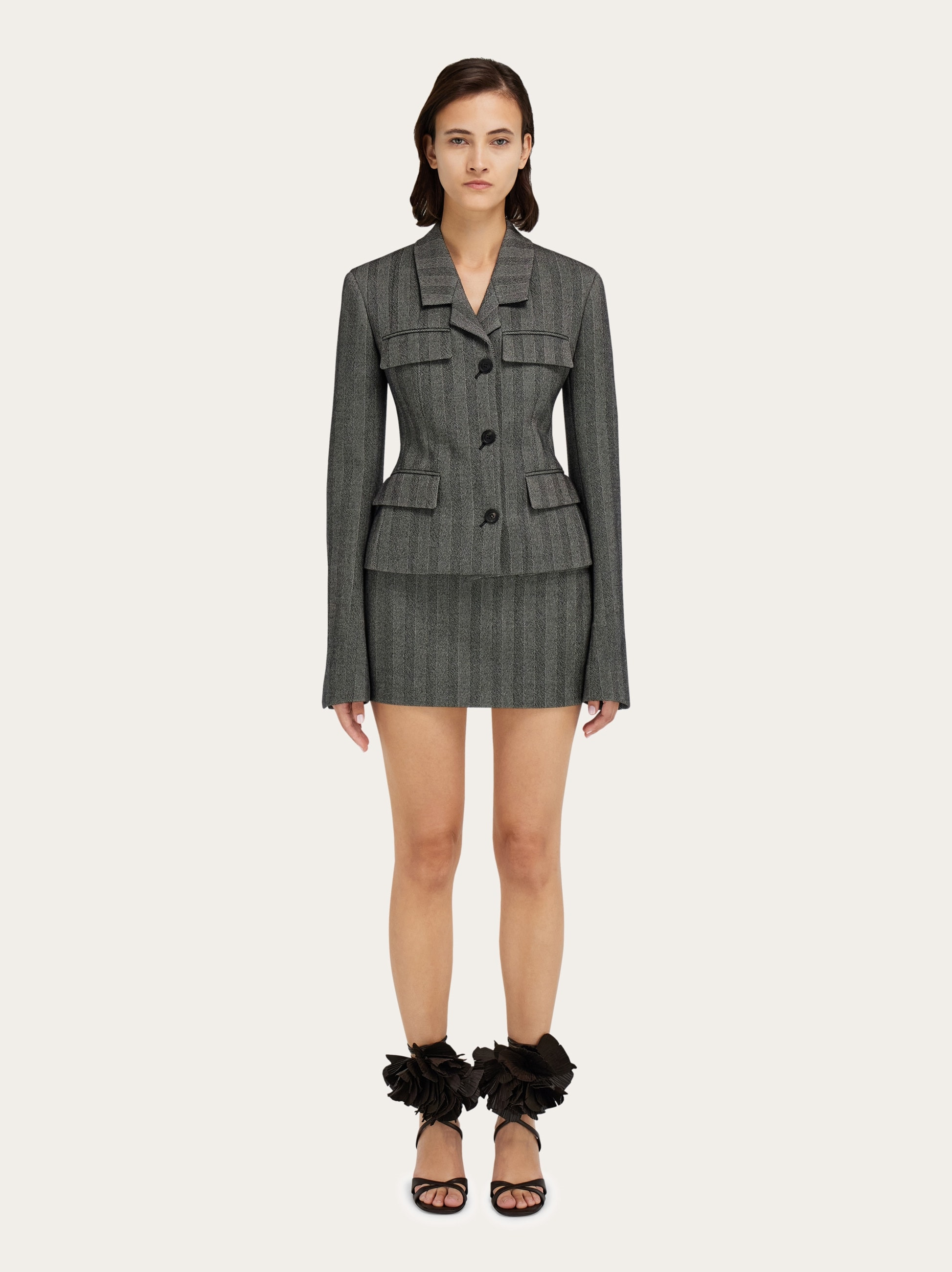Single breasted blazer in chevron - 6