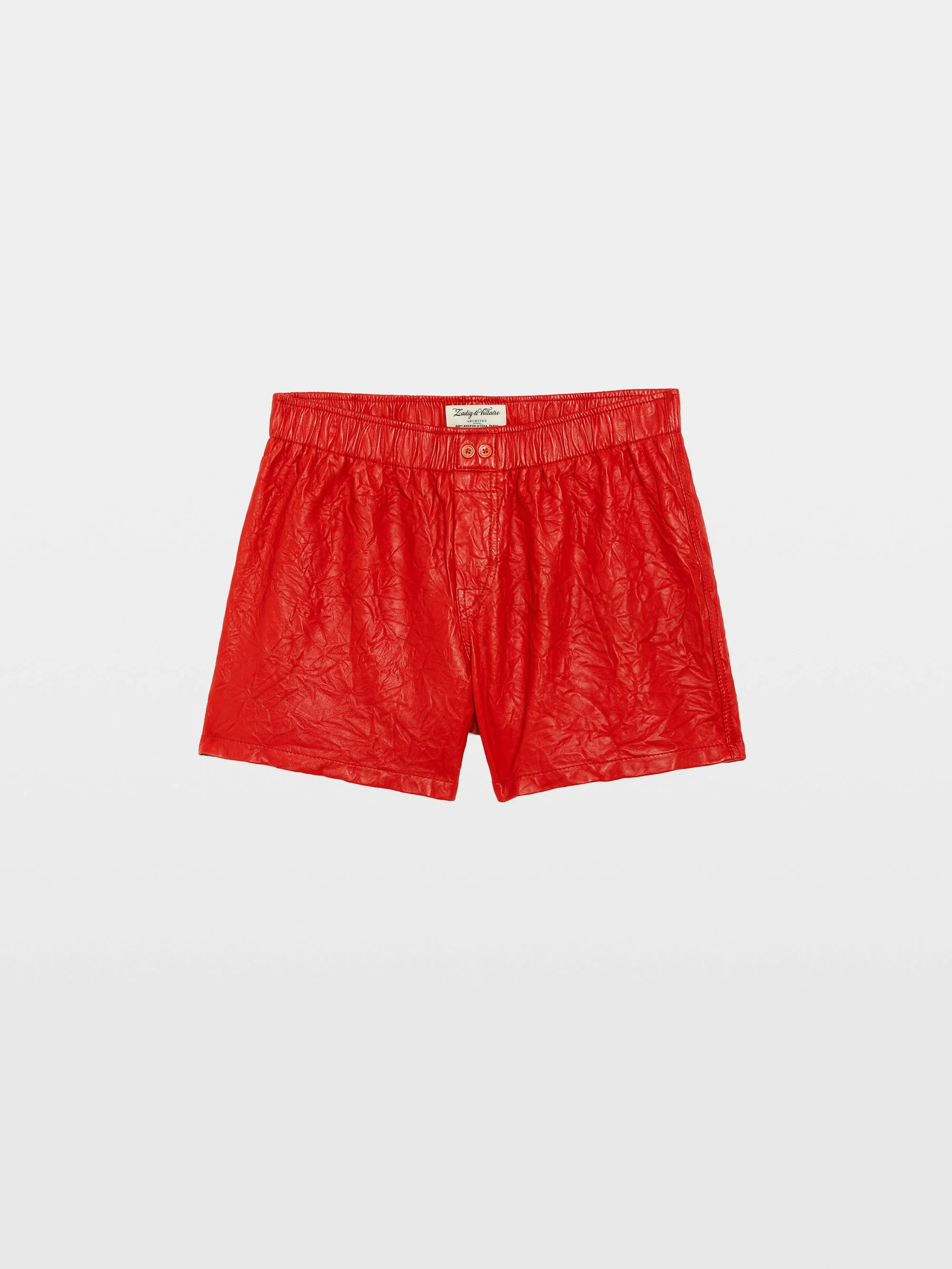 Pax Crinkled Leather Shorts - 1