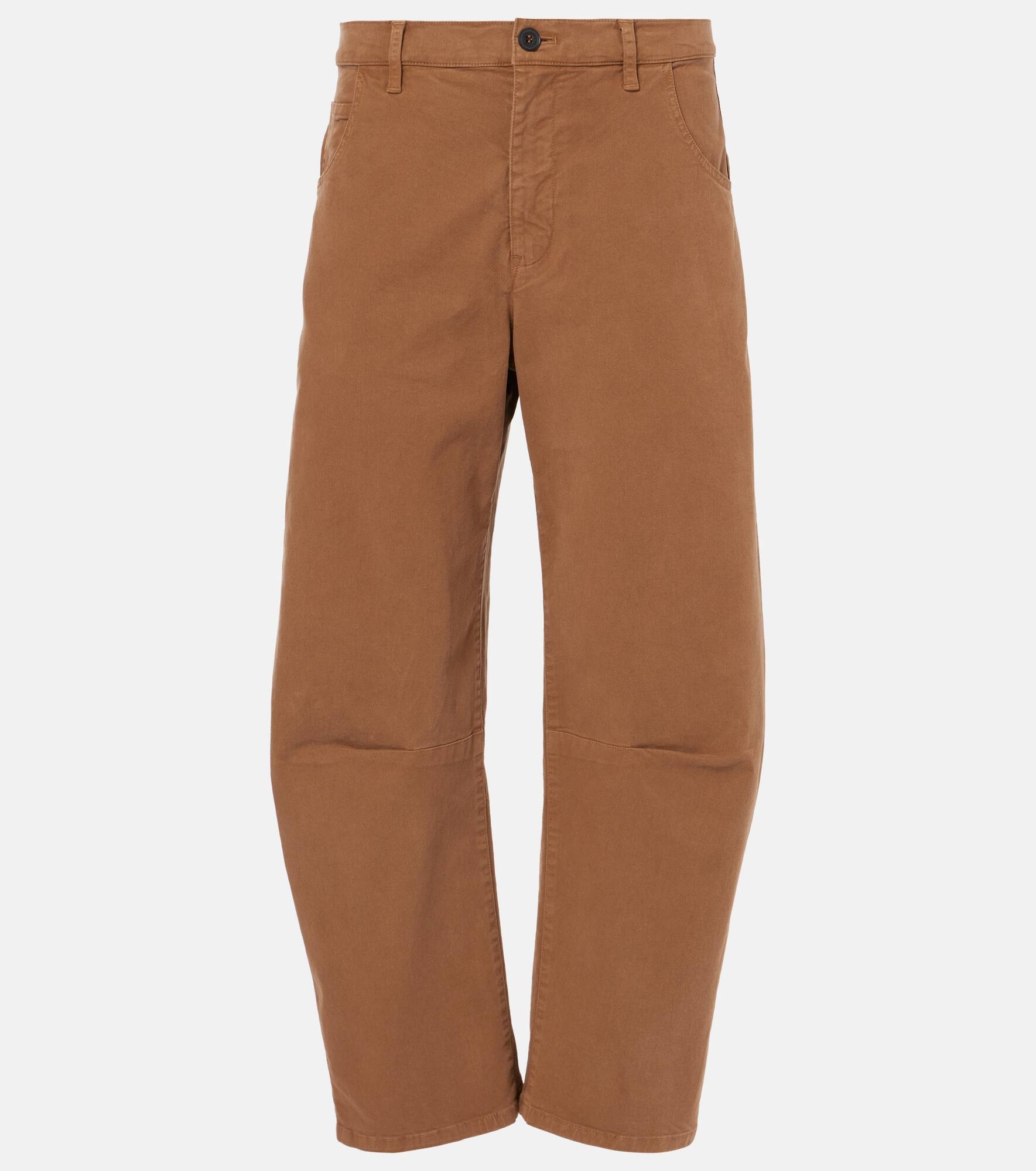 Emerson mid-rise cotton barrel-leg pants - 1