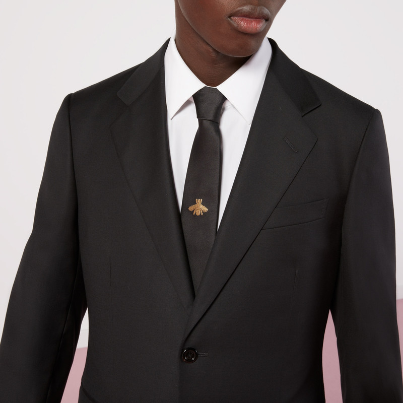 Bee embroidered silk tie 3