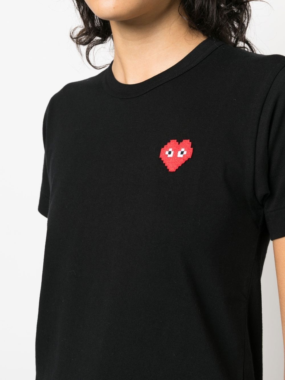 pixel heart embroidery T-shirt - 5