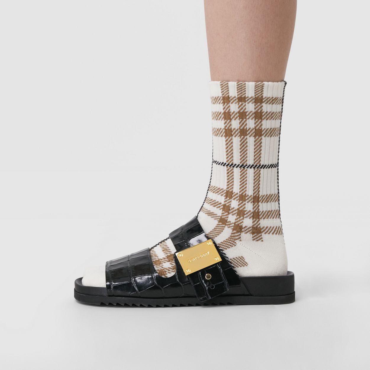 Check Technical Stretch Cotton Jacquard Socks - 5