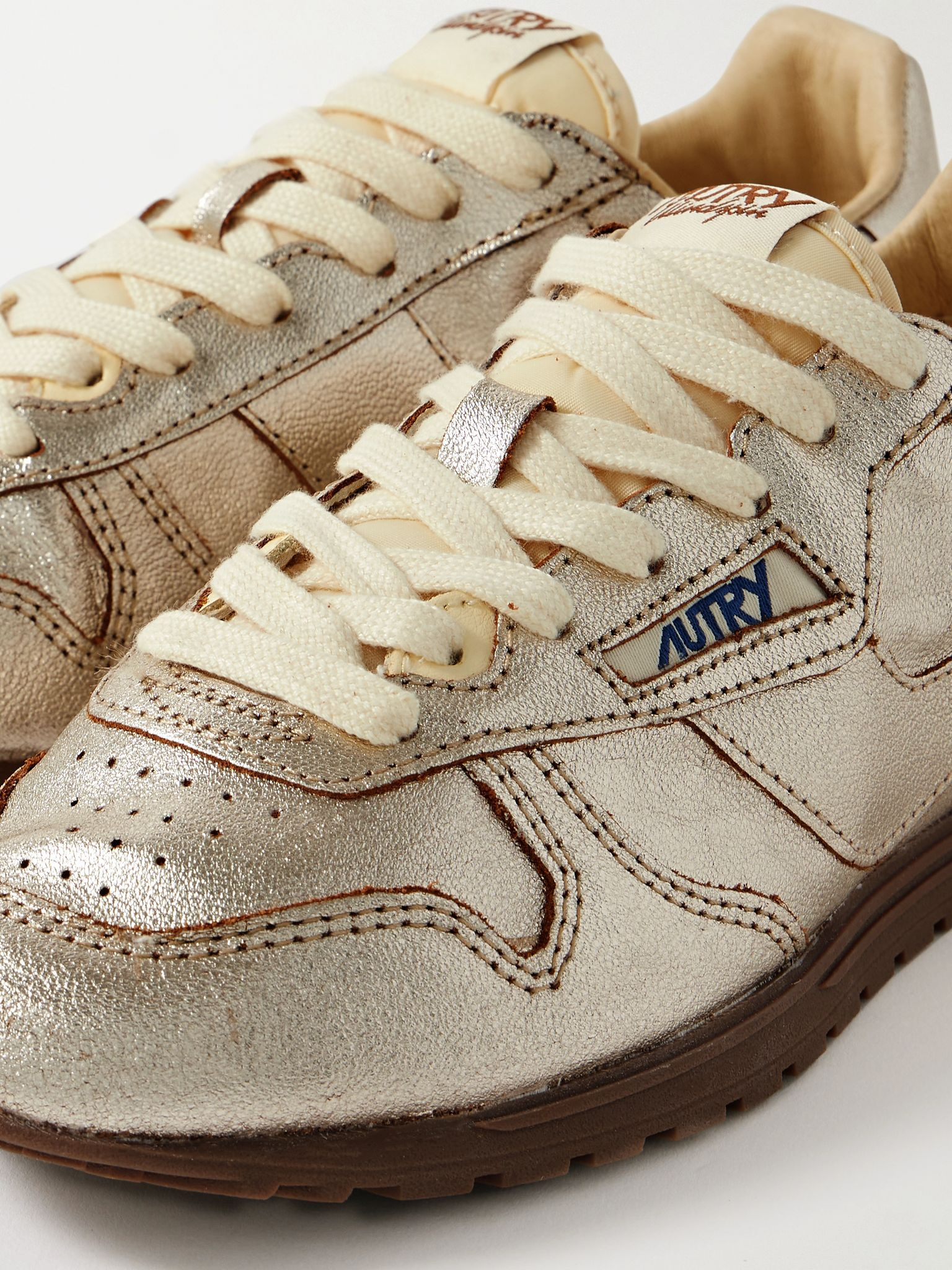 Windspin metallic leather sneakers Silver - 4