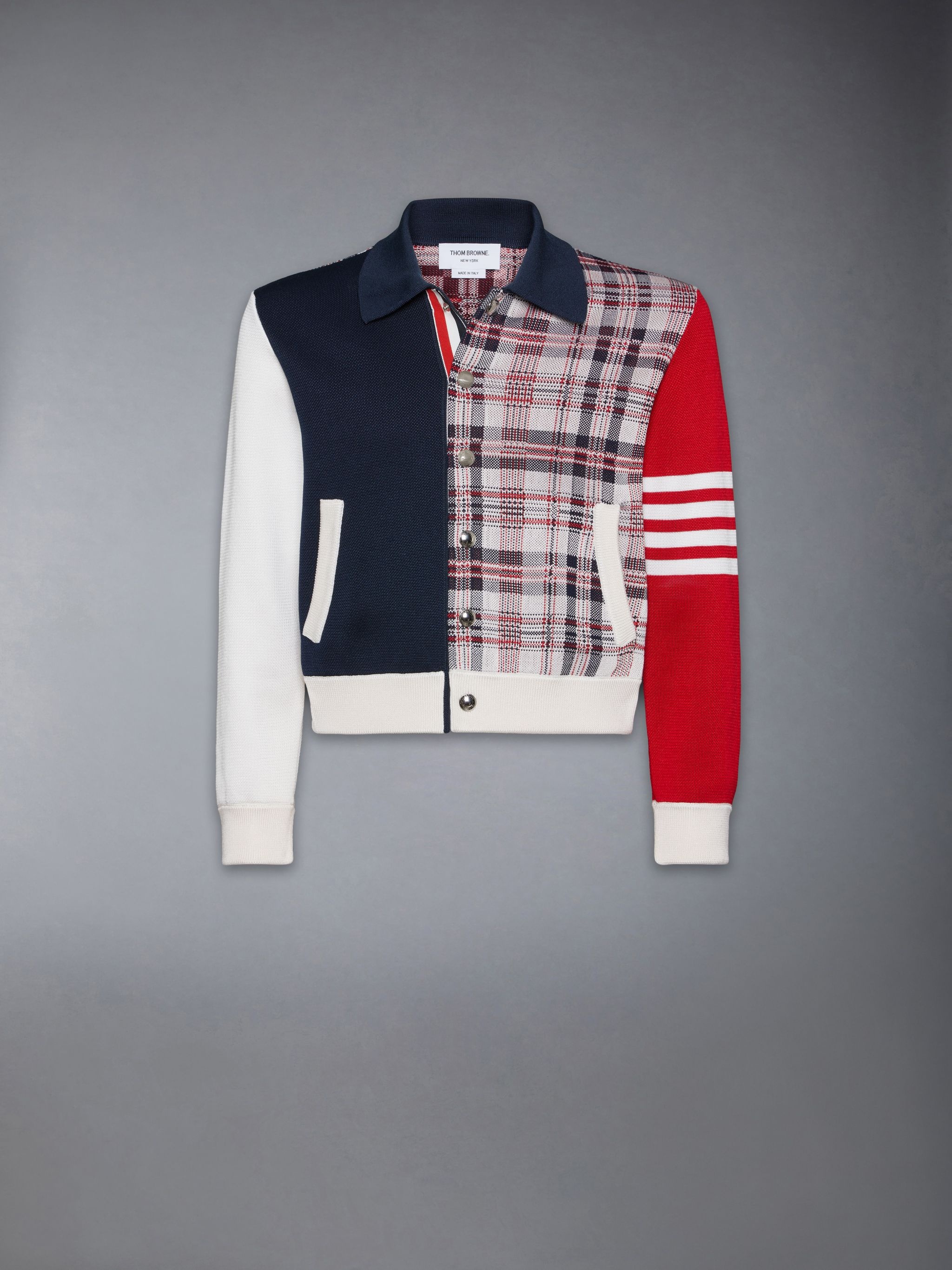 FUNMIX MADRAS CHECK 4-BAR BOMBER JACKET - 6