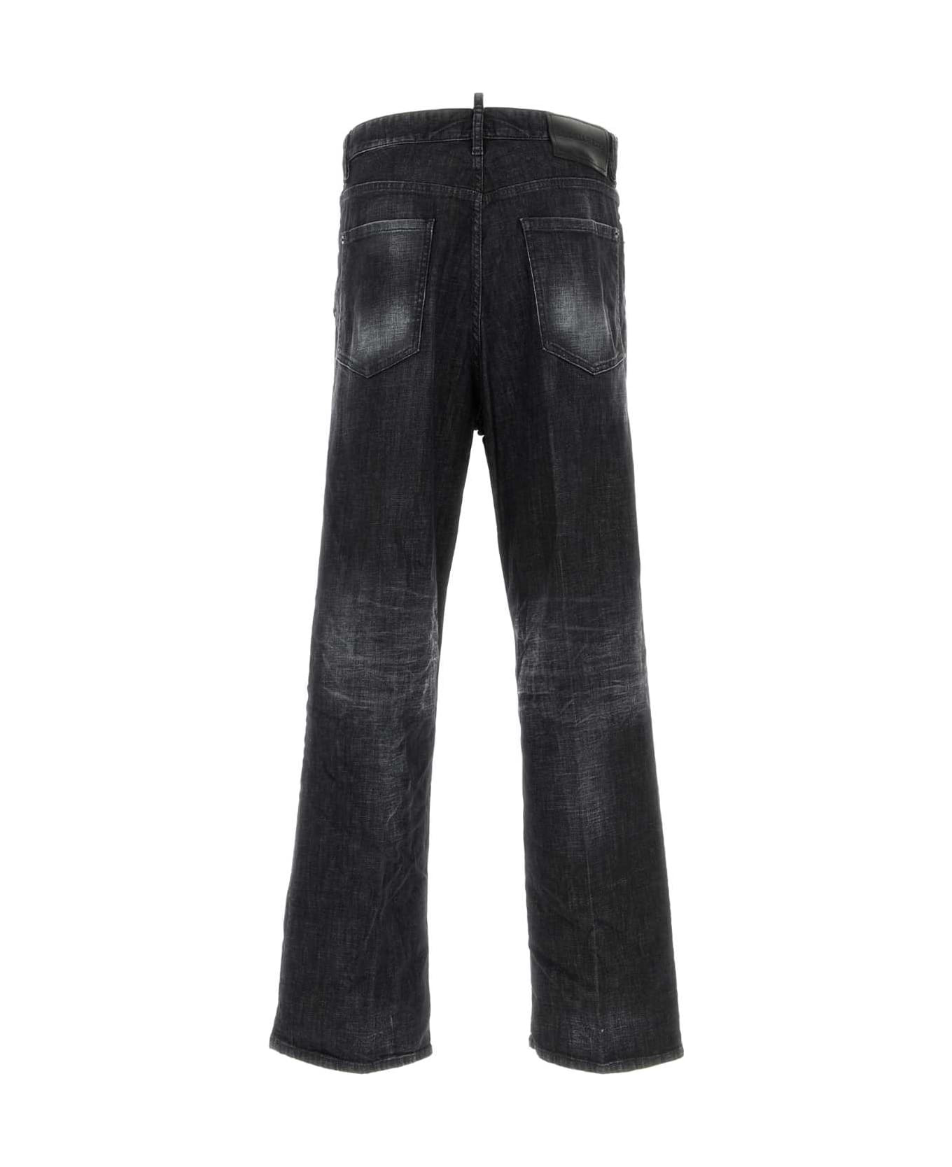 Black Stretch Denim Loose Jeans - 2