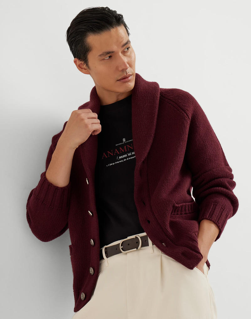 Cashmere Feather yarn cardigan with metal buttons 4