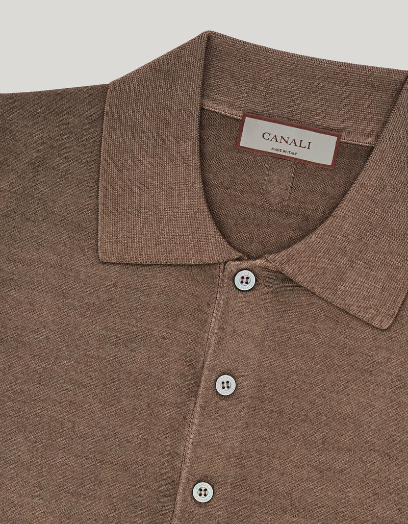 TAUPE WOOL AND SILK SHORT-SLEEVED T-SHIRT 5