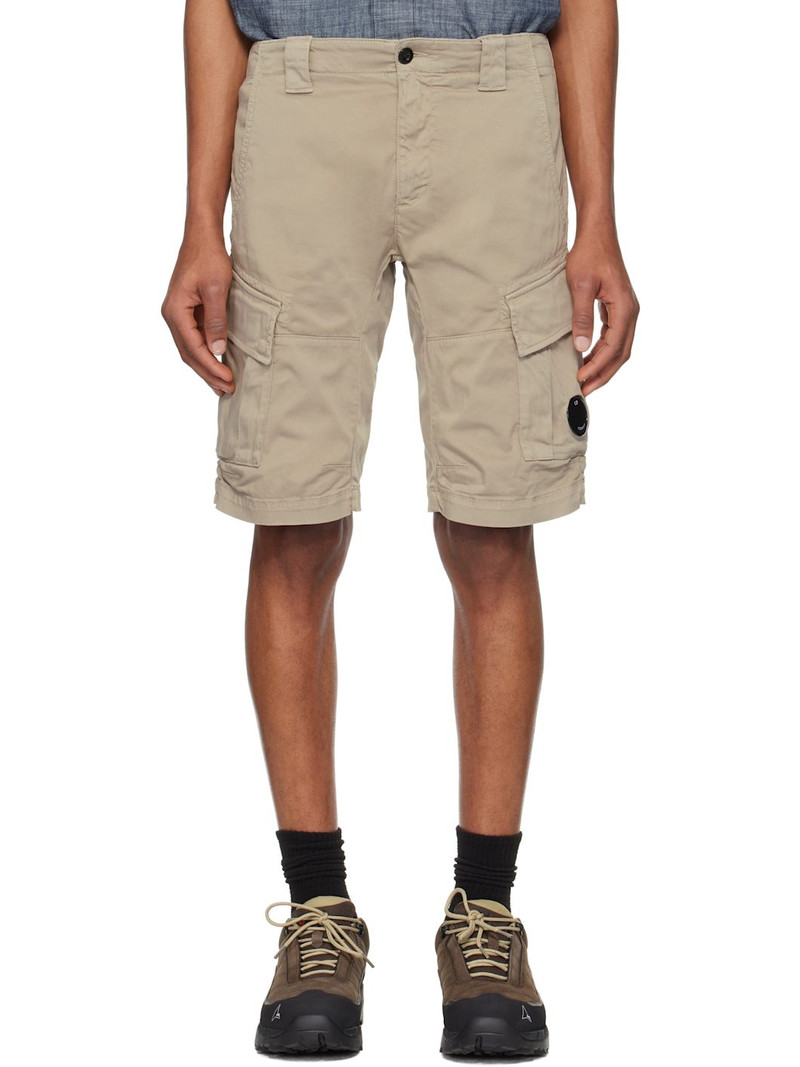 C. P. Company Beige Stretch Sateen Cargo Shorts 1
