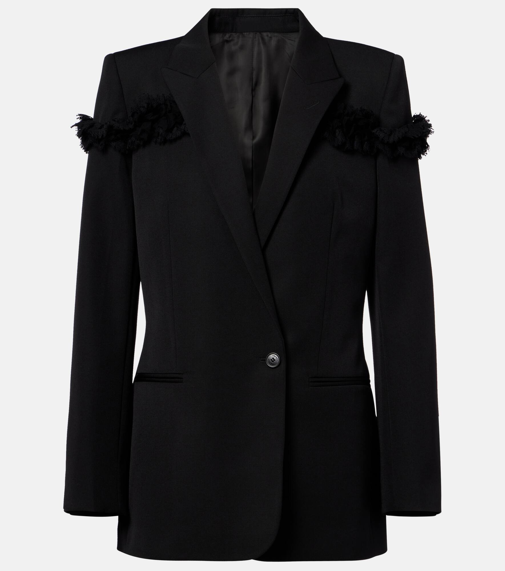 Lace-trimmed wool blazer - 1